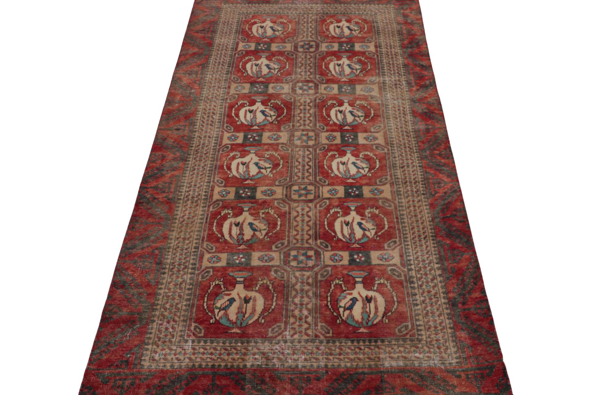Tribal Vintage Persian Shiraz runner rug in Red, Beige & Blue Pictorial Patterns For Sale