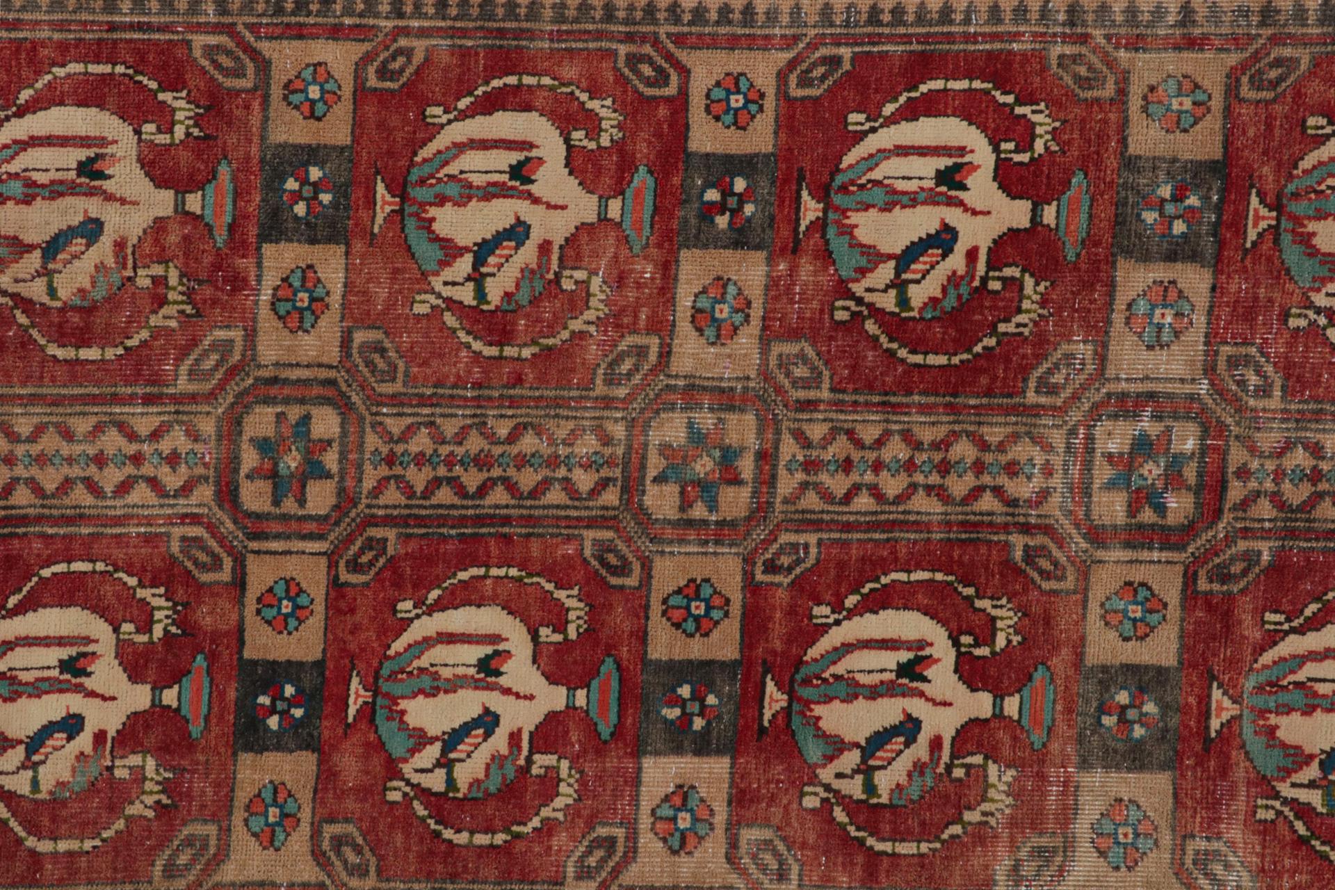 Late 20th Century Vintage Persian Shiraz runner rug in Red, Beige & Blue Pictorial Patterns For Sale