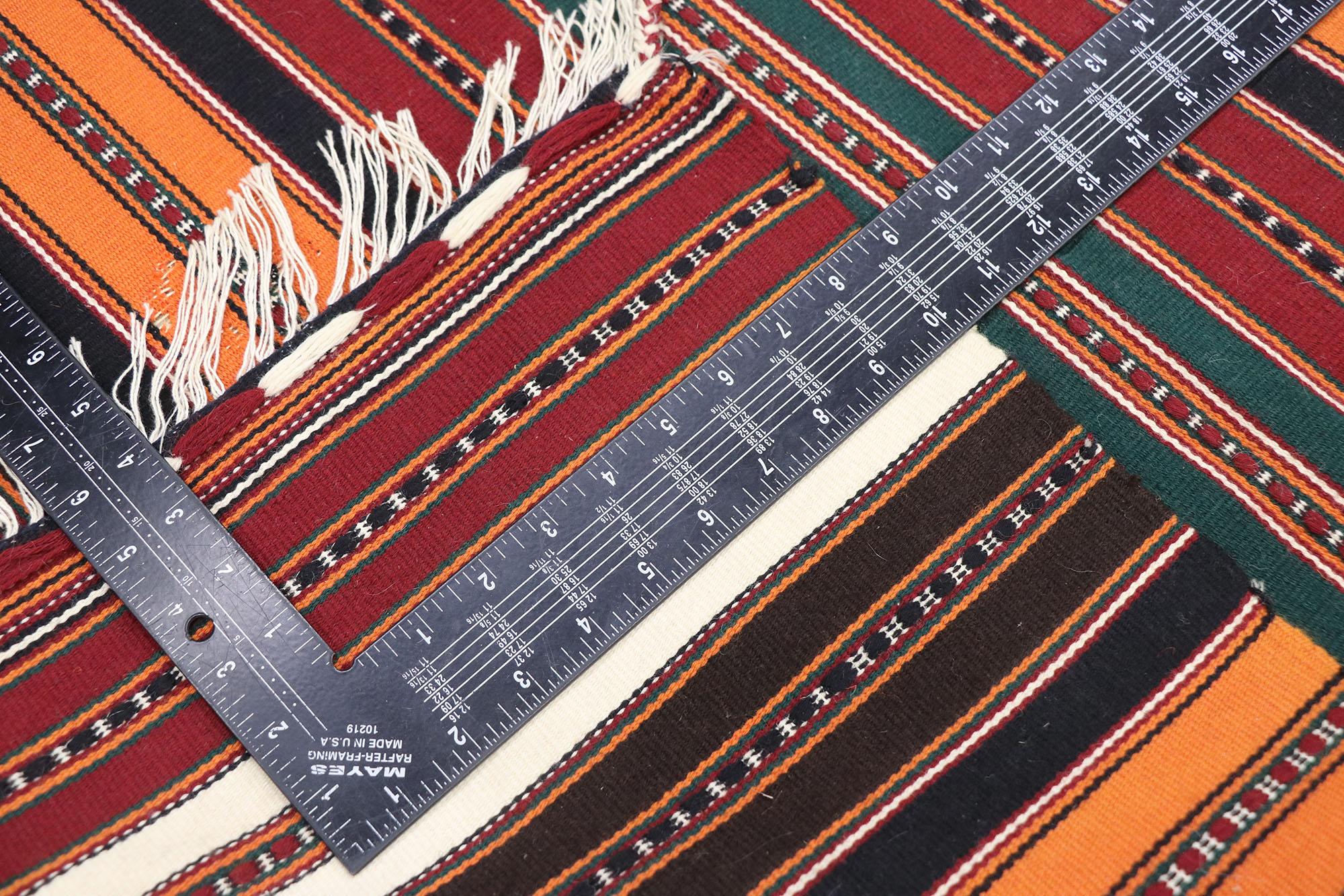 20th Century Vintage Persian Shiraz Striped Kilim Rug, Pacific Northwest Meets Luxury Lodge For Sale