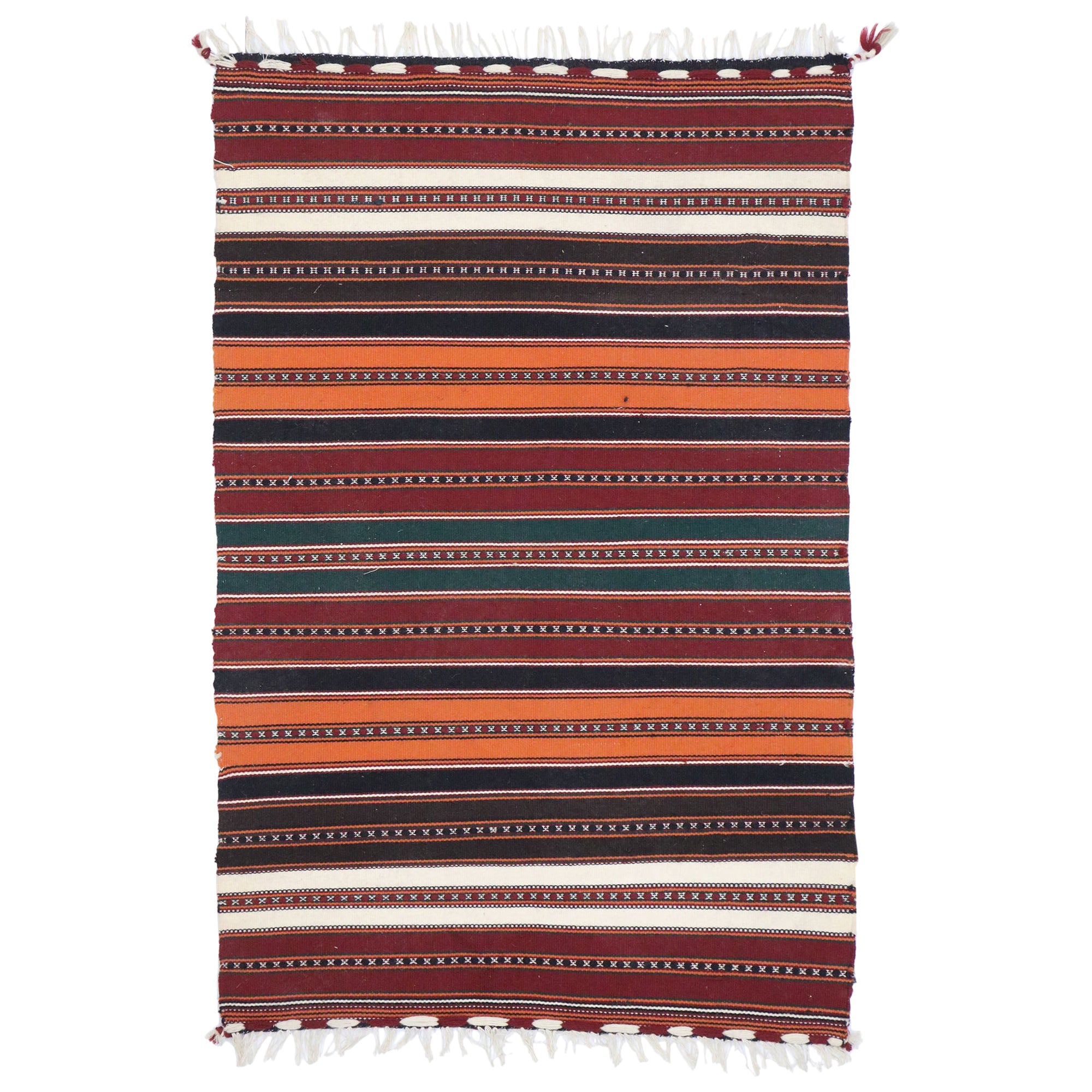 Tapis Kilim persan vintage rayé Shiraz à rayures en vente