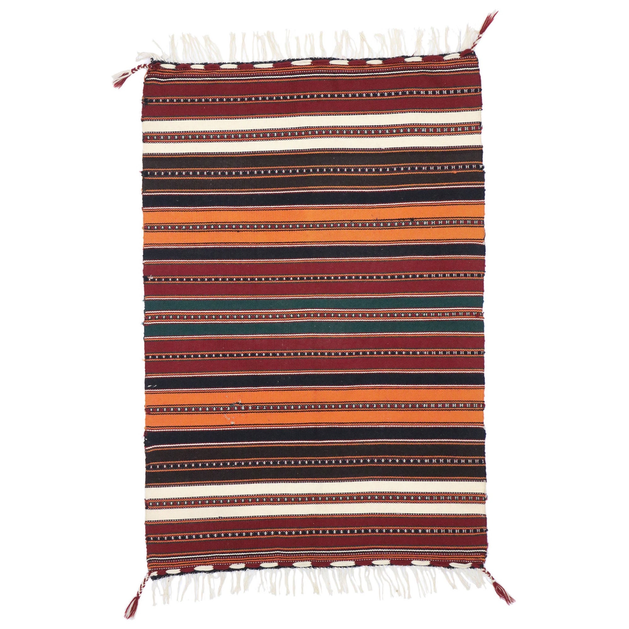 Tapis Kilim persan à rayures Shiraz, Pacific Northwest meets Luxury Lodge