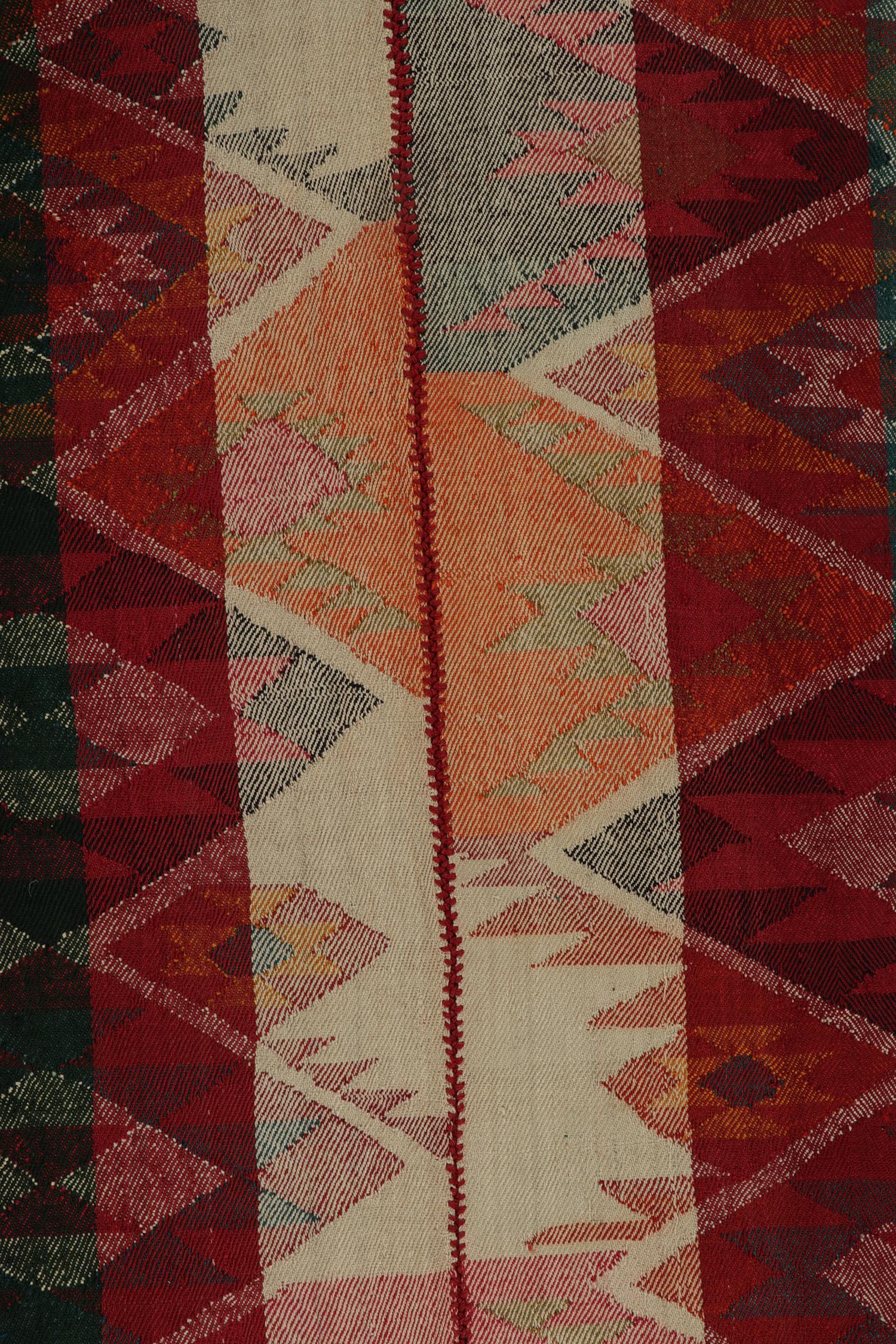 Wool Vintage Persian Shiraz Tribal Kilim in Colorful Geometric Patterns - Rug & Kilim For Sale