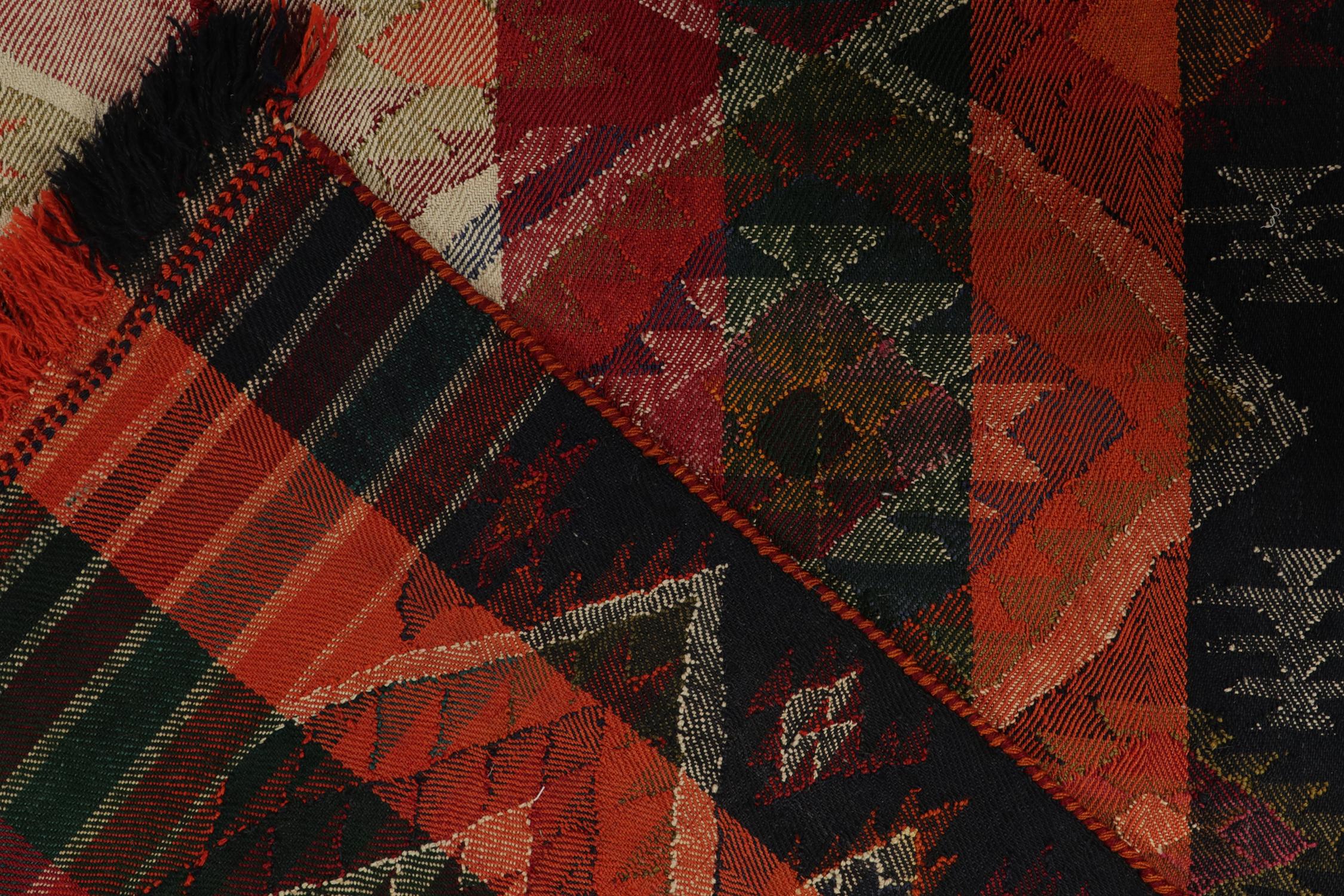 Vintage Persian Shiraz Tribal Kilim in Colorful Geometric Patterns - Rug & Kilim For Sale 1