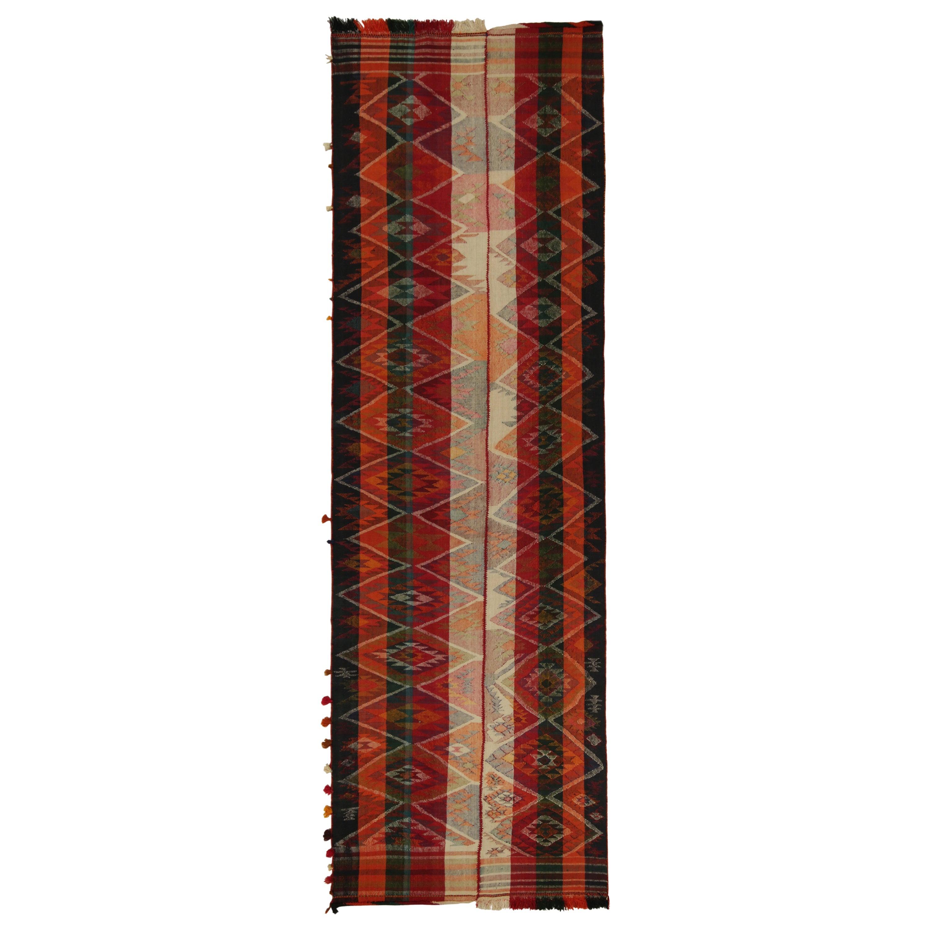 Vintage Persian Shiraz Tribal Kilim in Colorful Geometric Patterns - Rug & Kilim