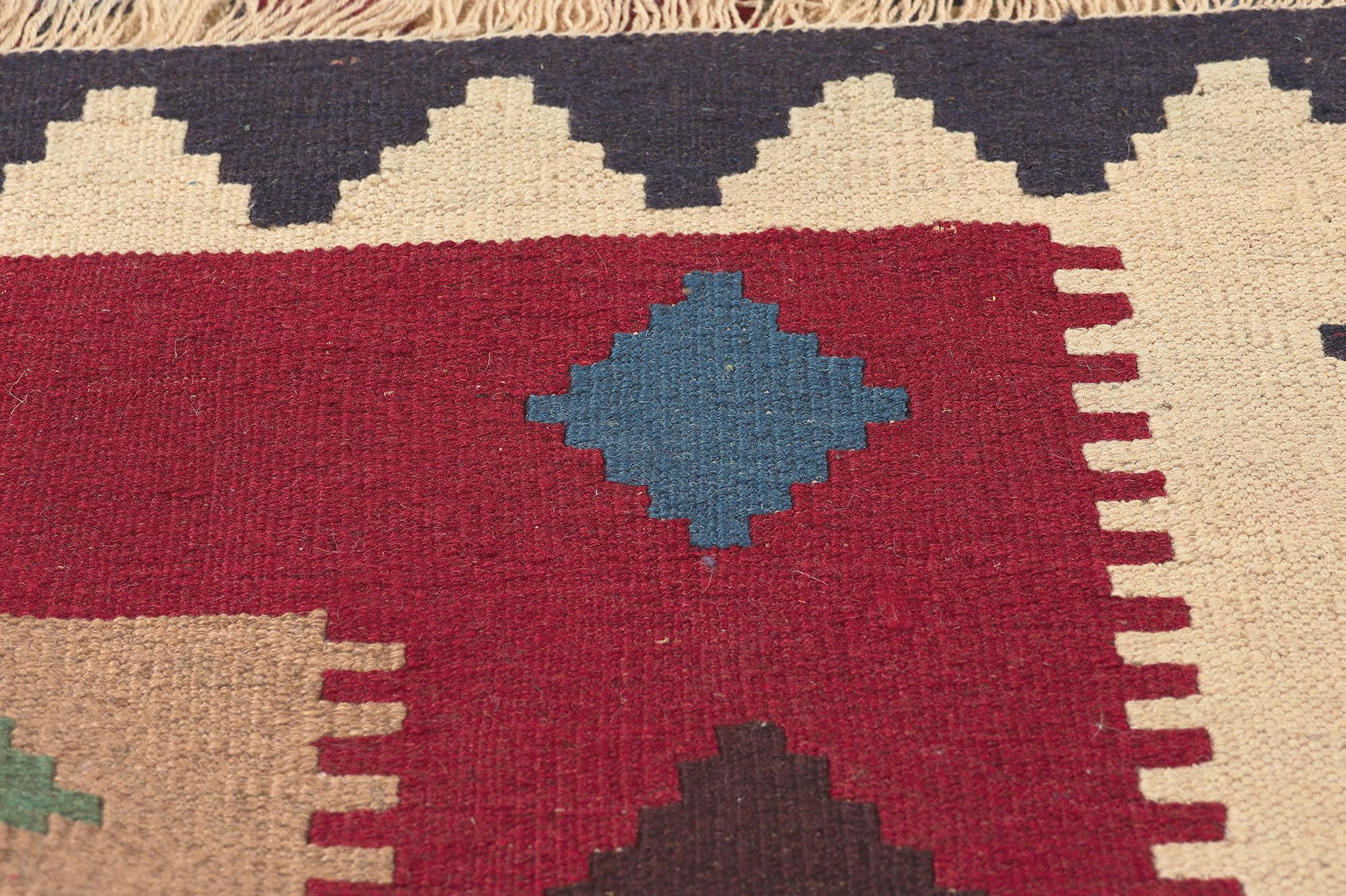 Wool Vintage Persian Shiraz Tribal Kilim Rug, Nomadic Charm Meets Southwest Style For Sale