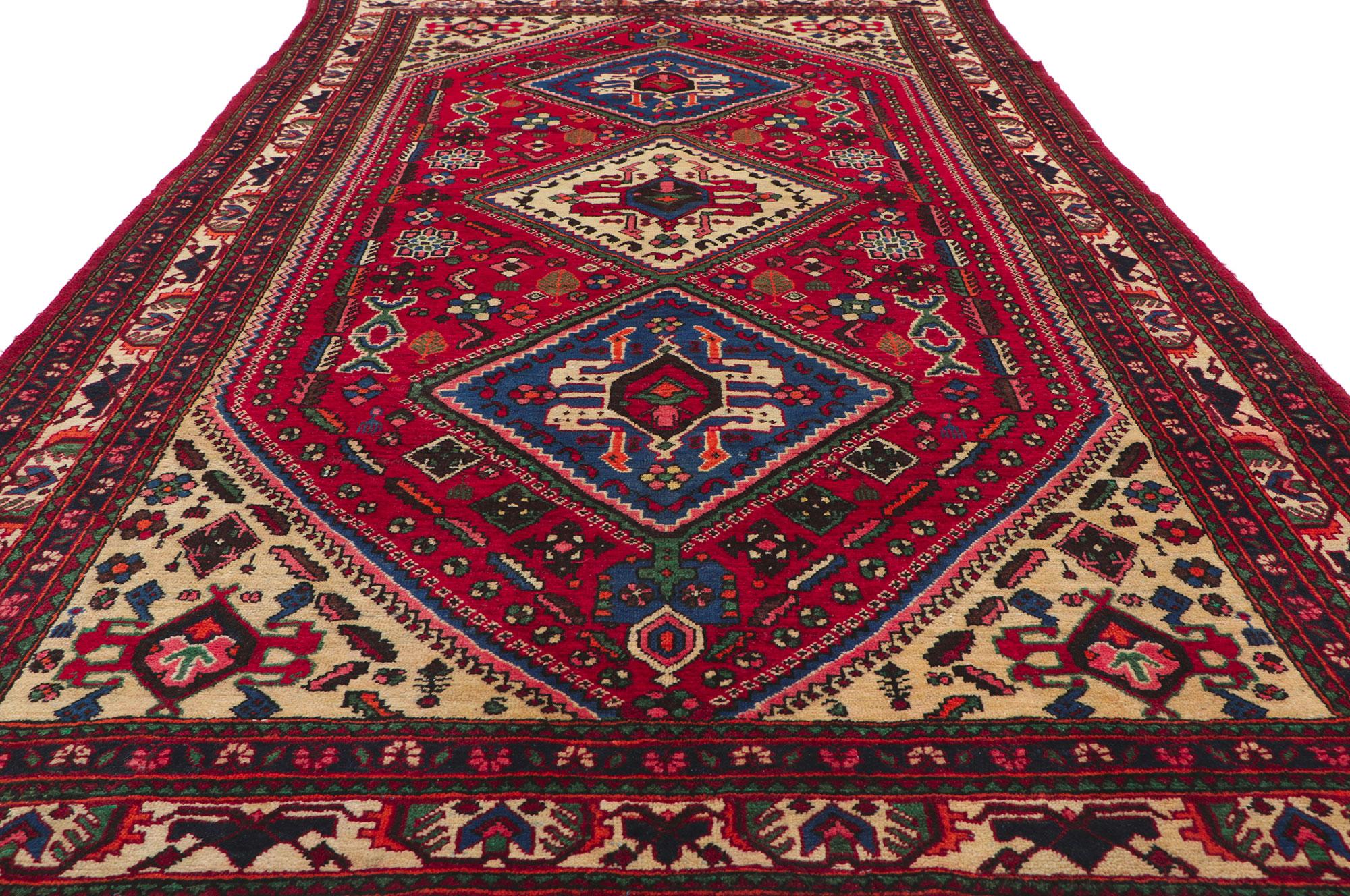 Hand-Knotted Vintage Persian Shiraz Tribal Rug For Sale