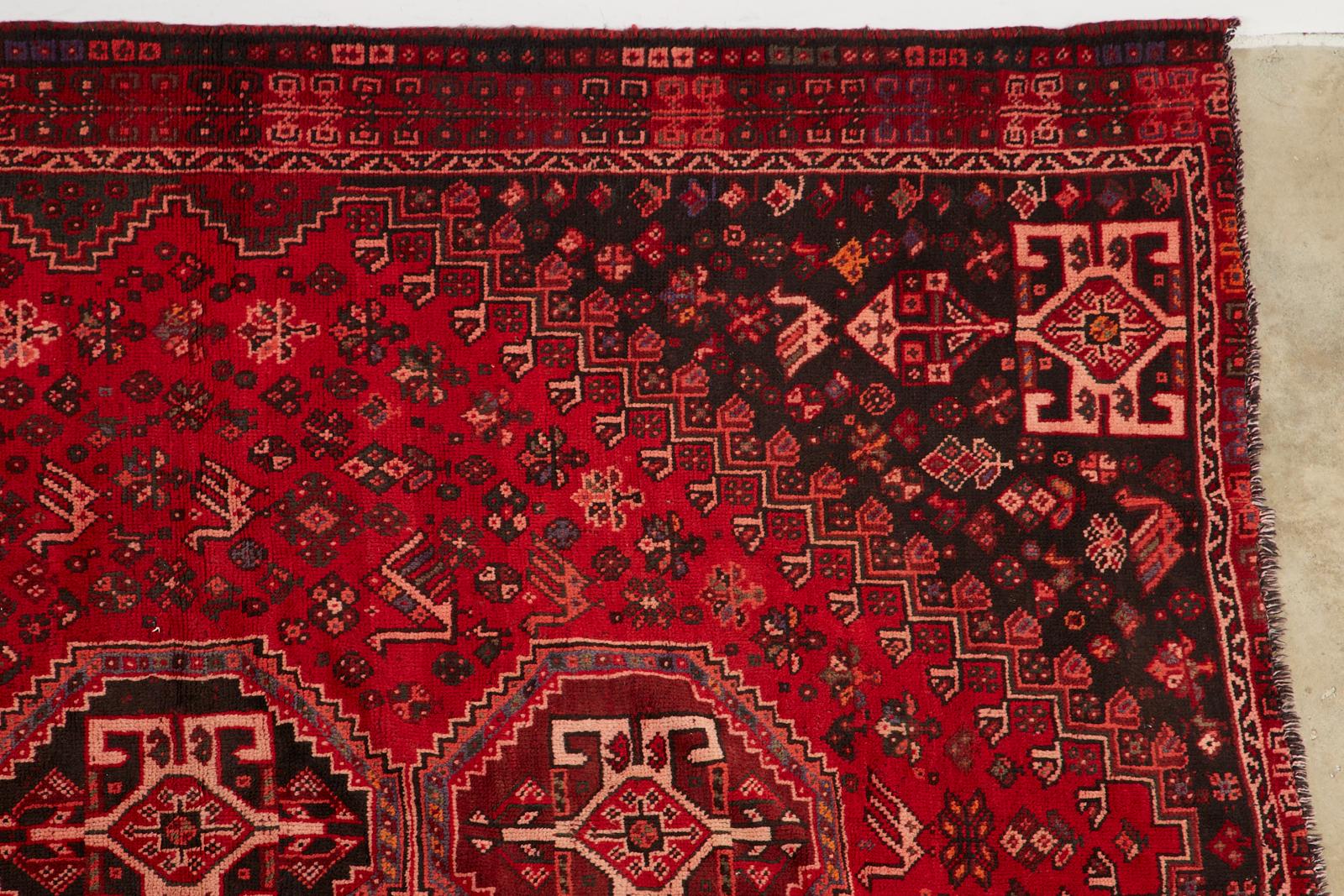 Wool Vintage Persian Shiraz Tribal Rug or Carpet