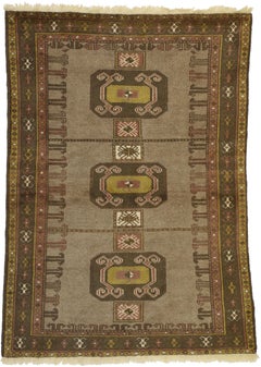 Vintage Persian Shiraz Tribal Rug with Mid-Century Modern Style