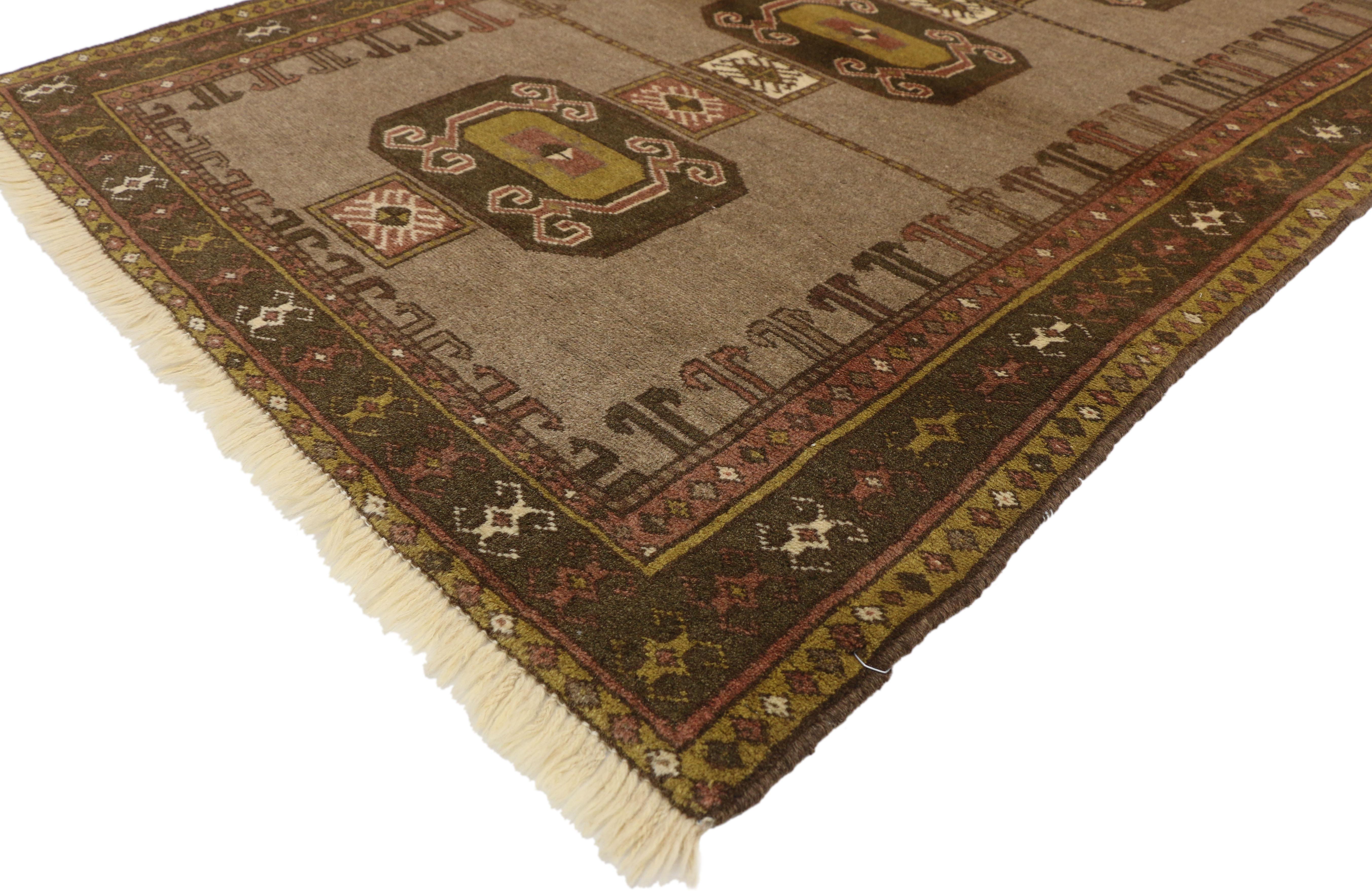 Hand-Knotted Vintage Persian Shiraz Tribal Rug with Mid-Century Modern Style  For Sale
