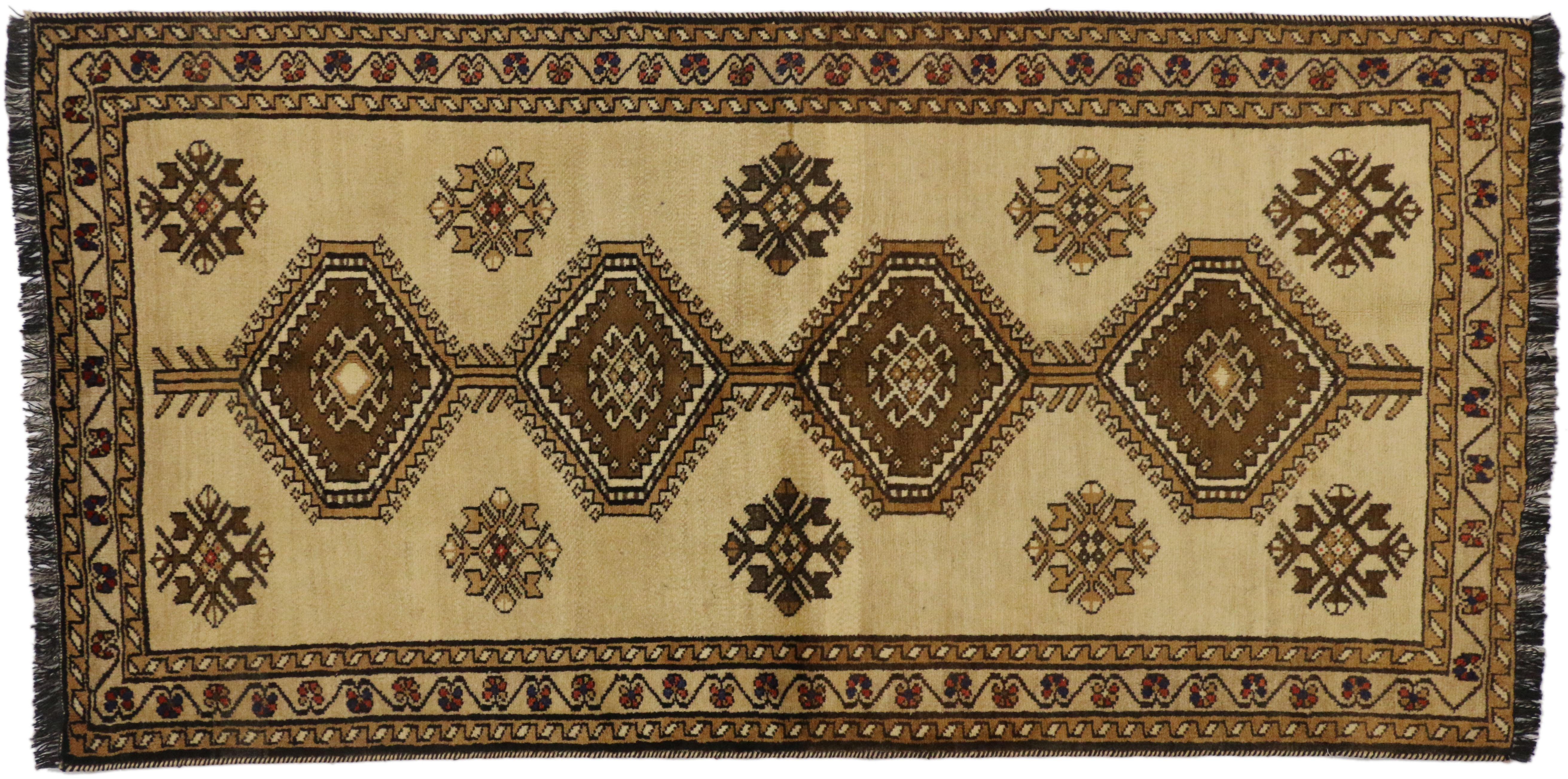 20th Century Vintage Persian Shiraz Tribal Accent Rug with Mid-Century Modern Style  For Sale