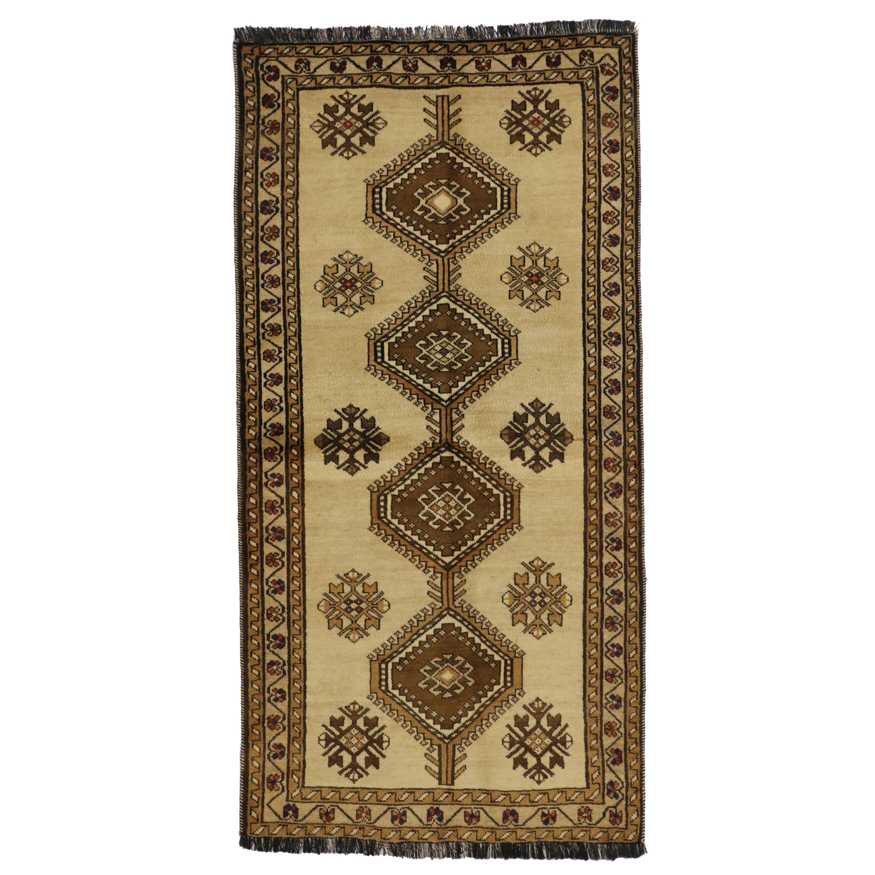 Vintage Persian Shiraz Tribal Accent Rug with Mid-Century Modern Style  For Sale