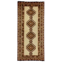 Vintage Persian Shiraz Tribal Rug with Mid-Century Modern Style and Warm Colors