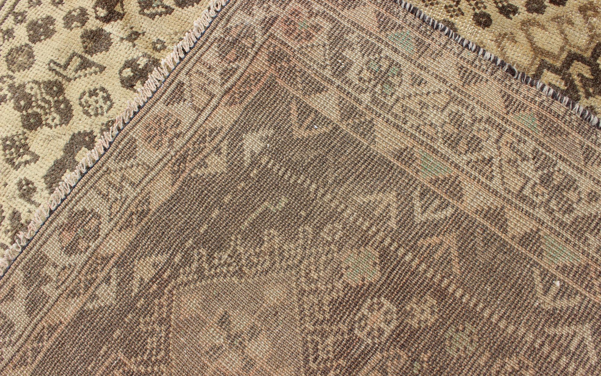 Earth Tones Vintage Persian Shiraz with Tribal Design and Neutral Colors For Sale 3