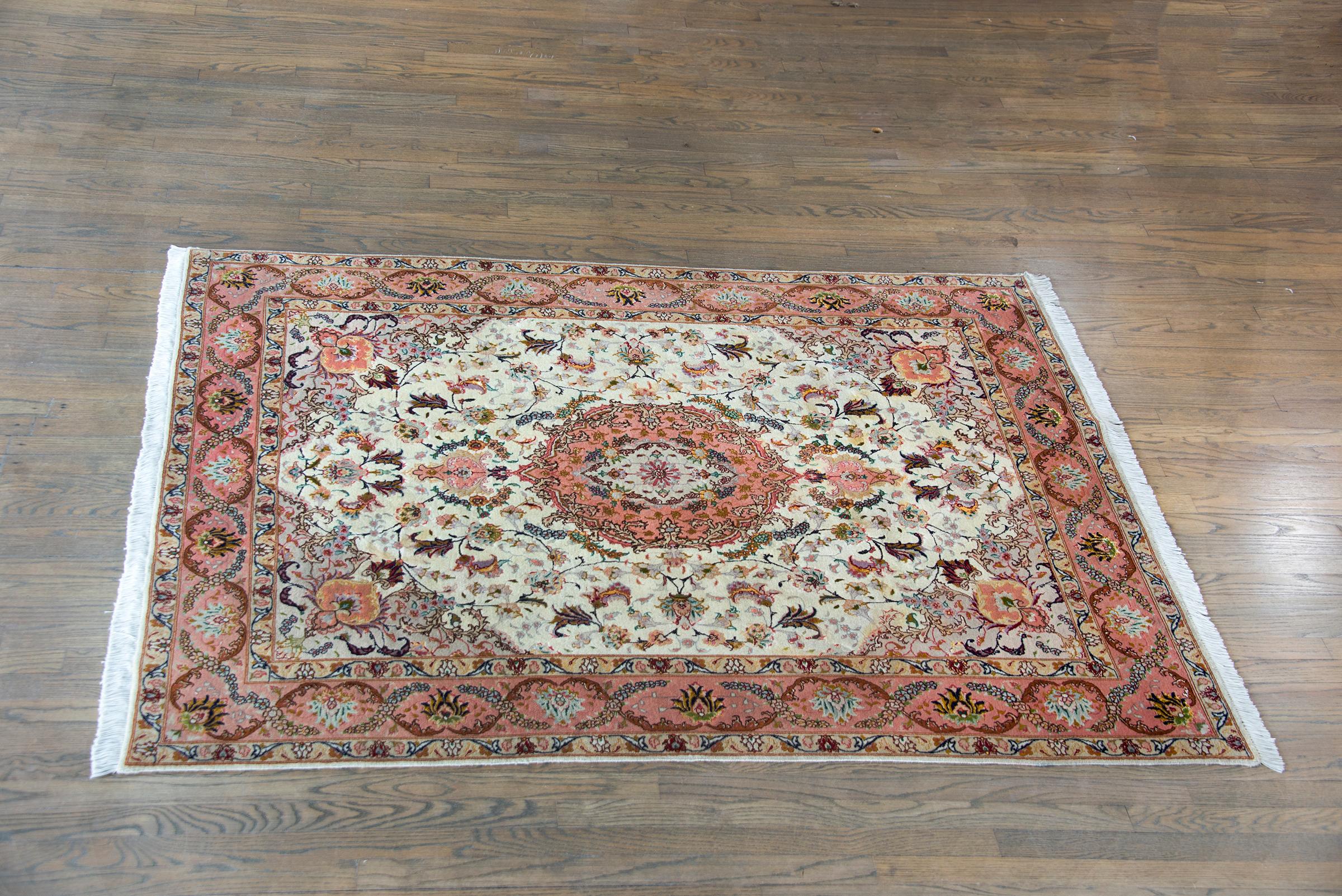 Vintage Persian Silk and Wool Tabriz Rug For Sale 10