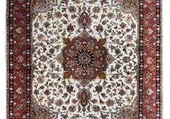 Vintage Persian Silk and Wool Tabriz Rug
