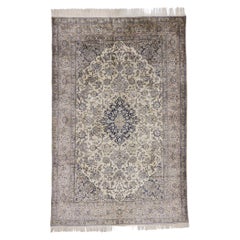 Vintage Persian Silk Nain Rug with French Cottage Style