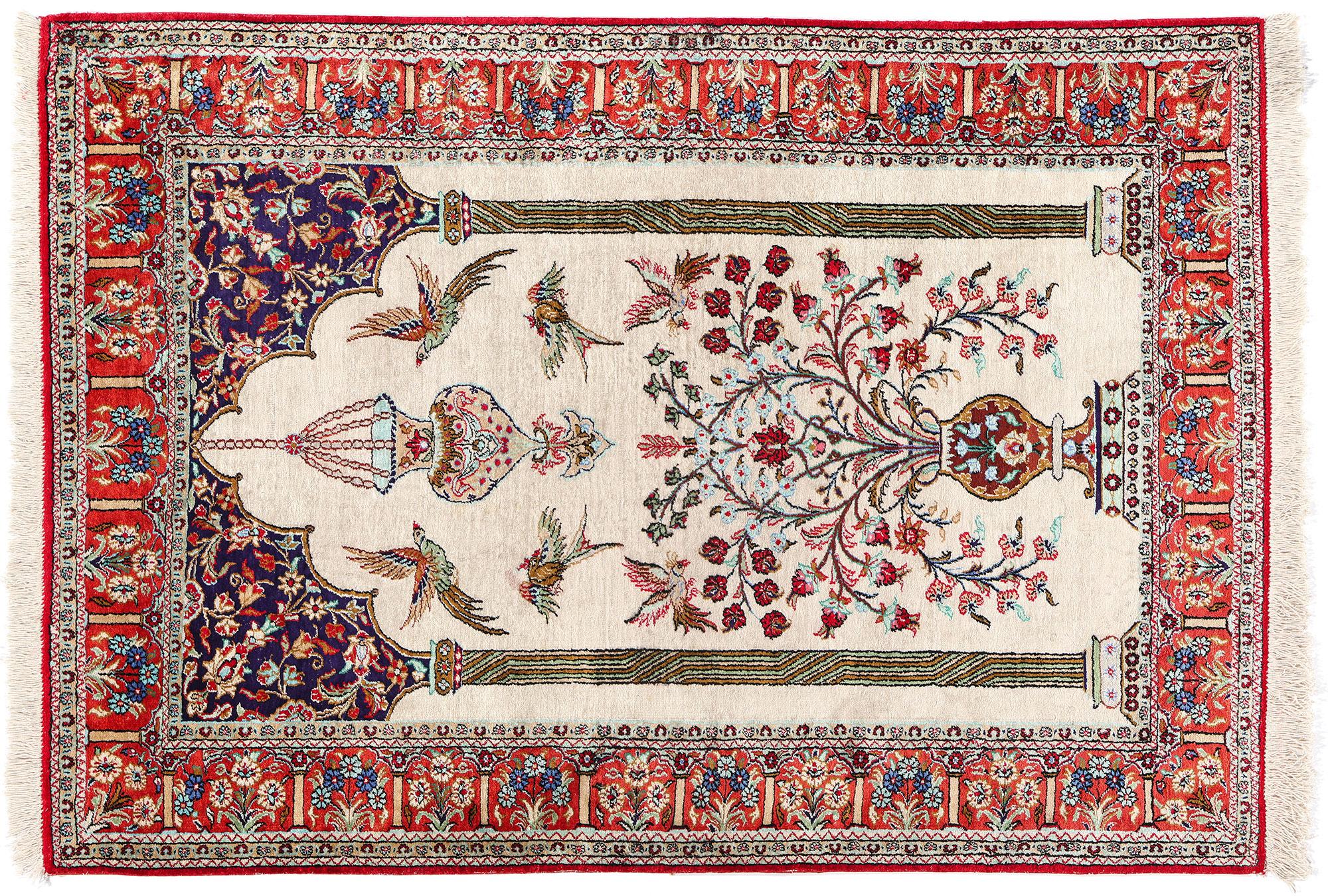 Vintage Persian Silk Qum Carpet For Sale 4