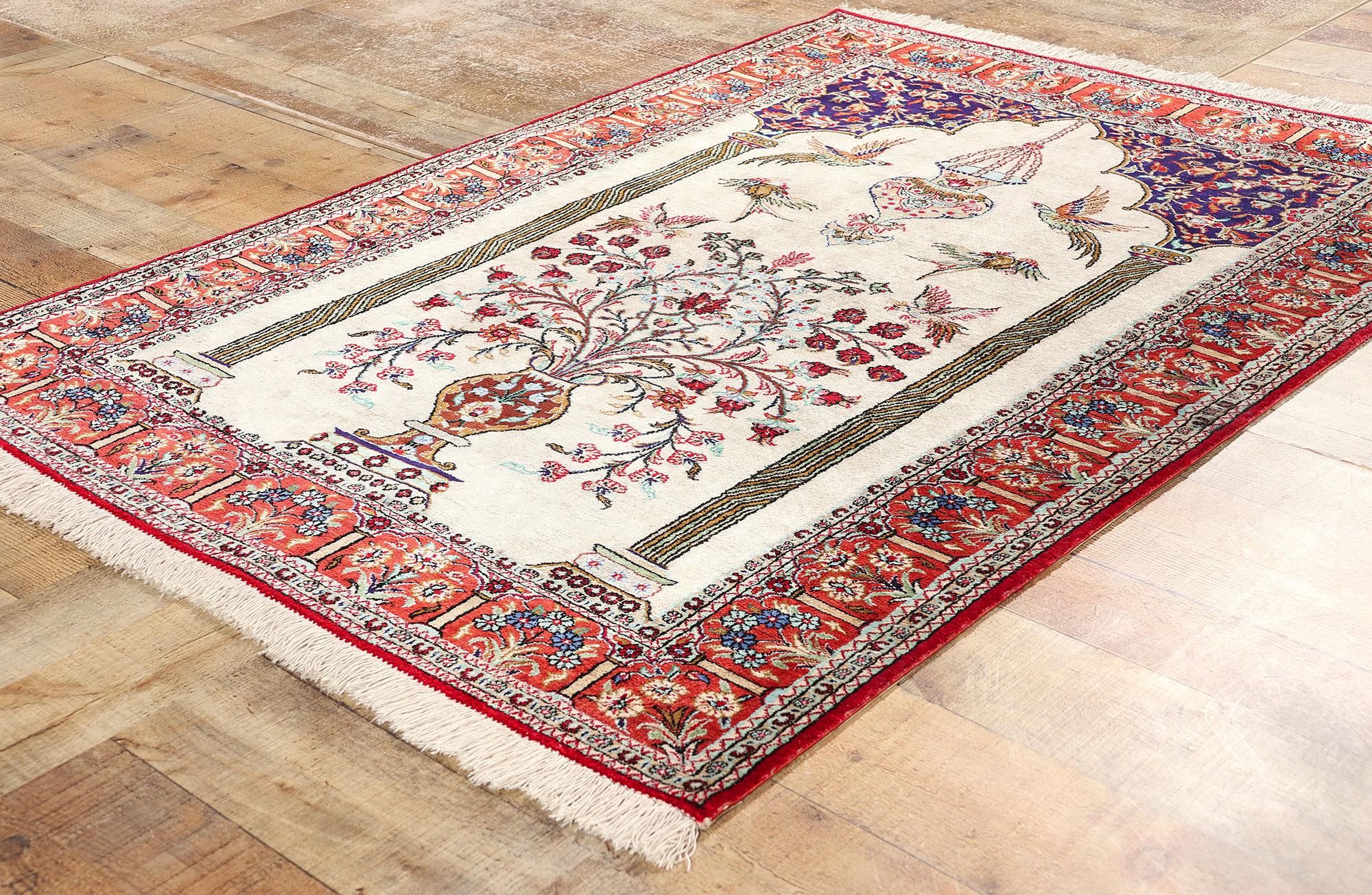 Vintage Persian Silk Qum Carpet For Sale 1
