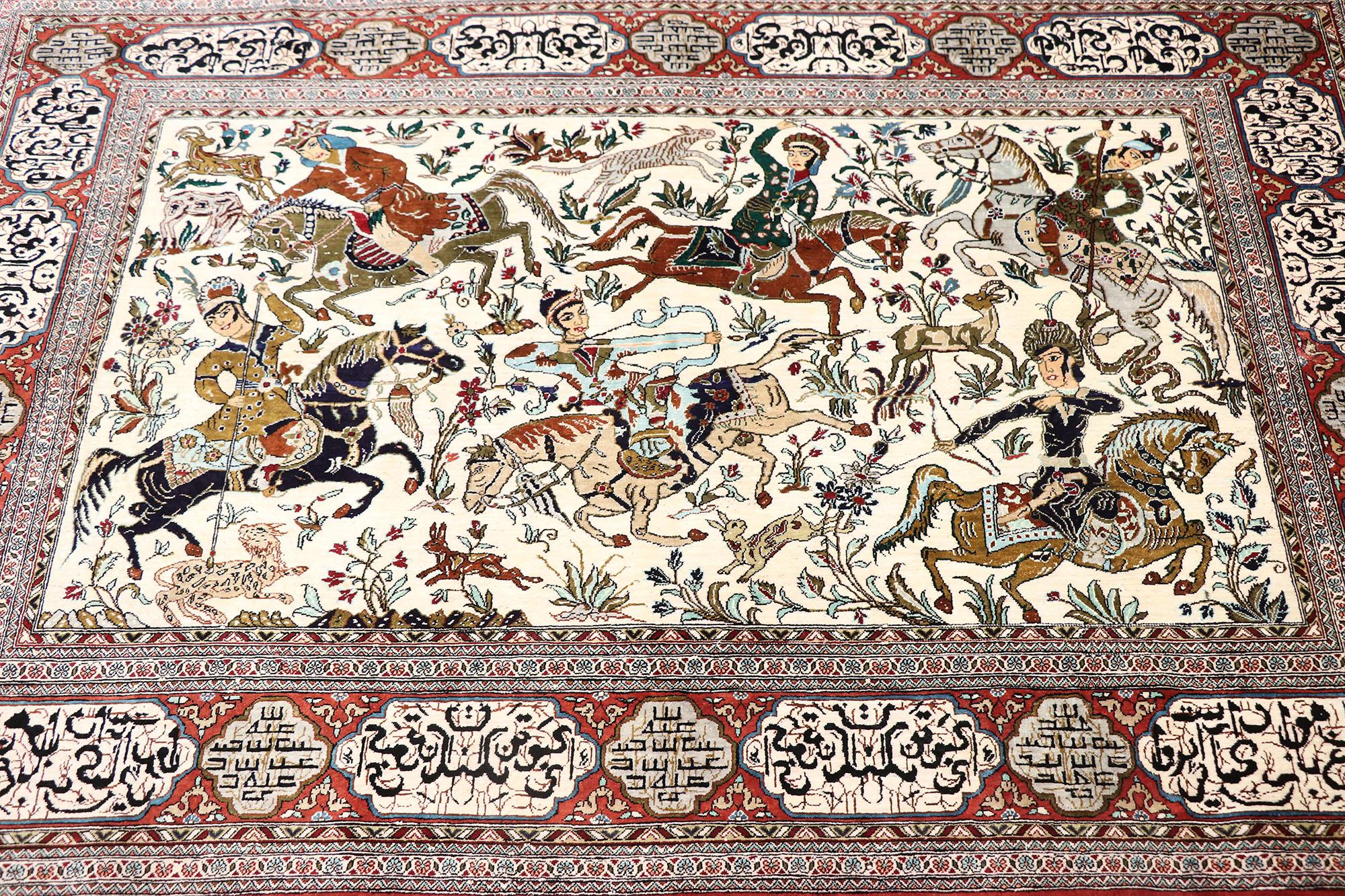 persian hunting scene couch
