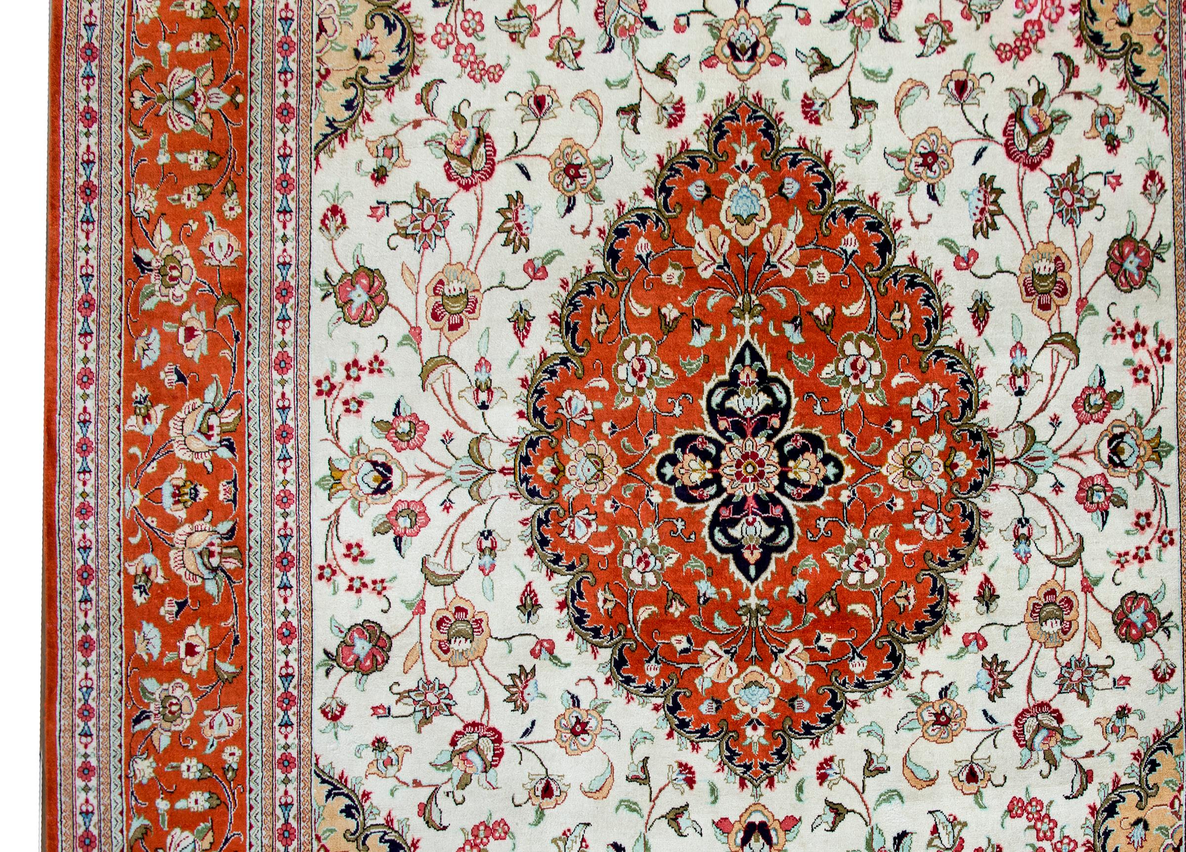 Vintage Persian Silk Qum Rug For Sale 5