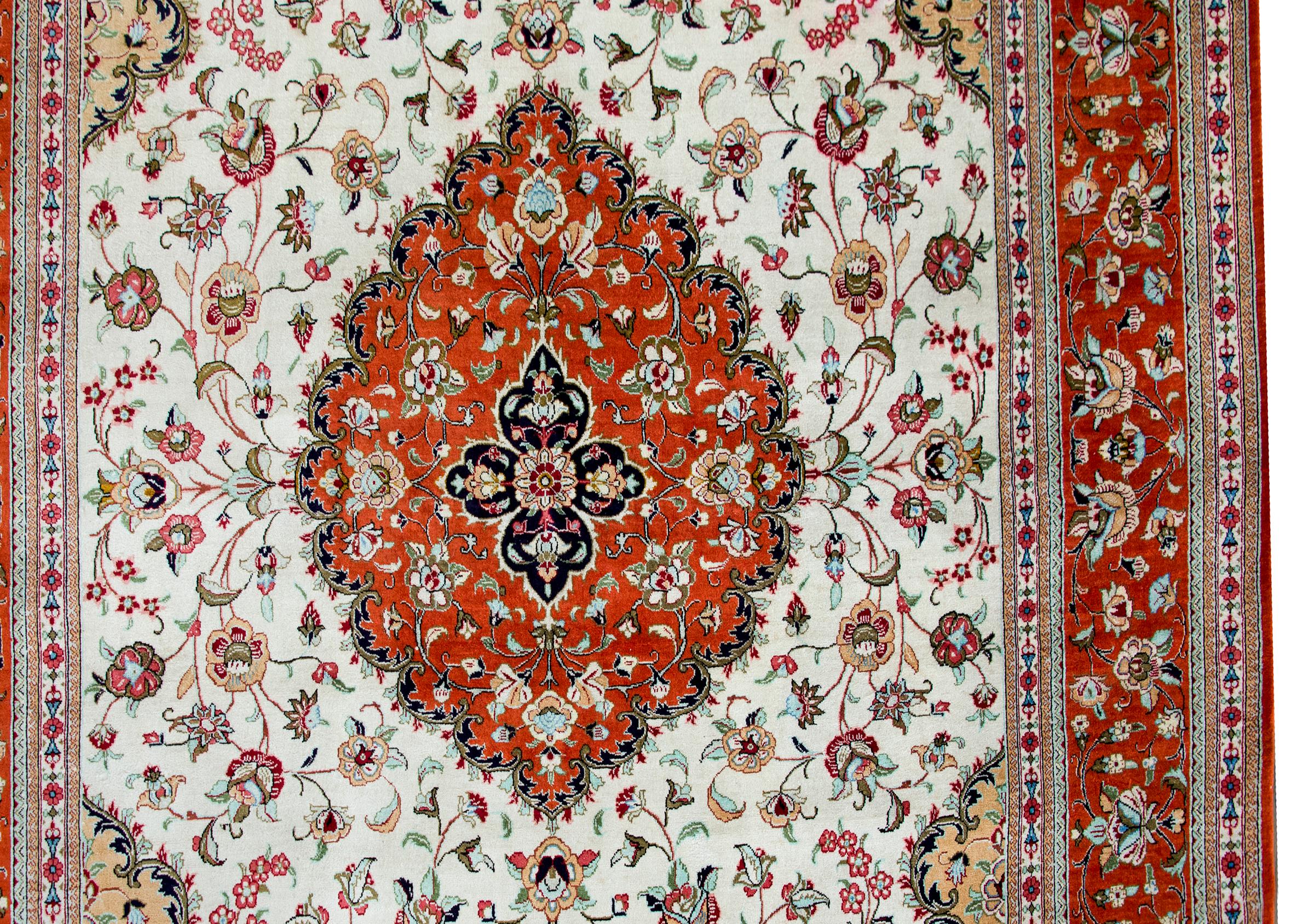 Vintage Persian Silk Qum Rug For Sale 6
