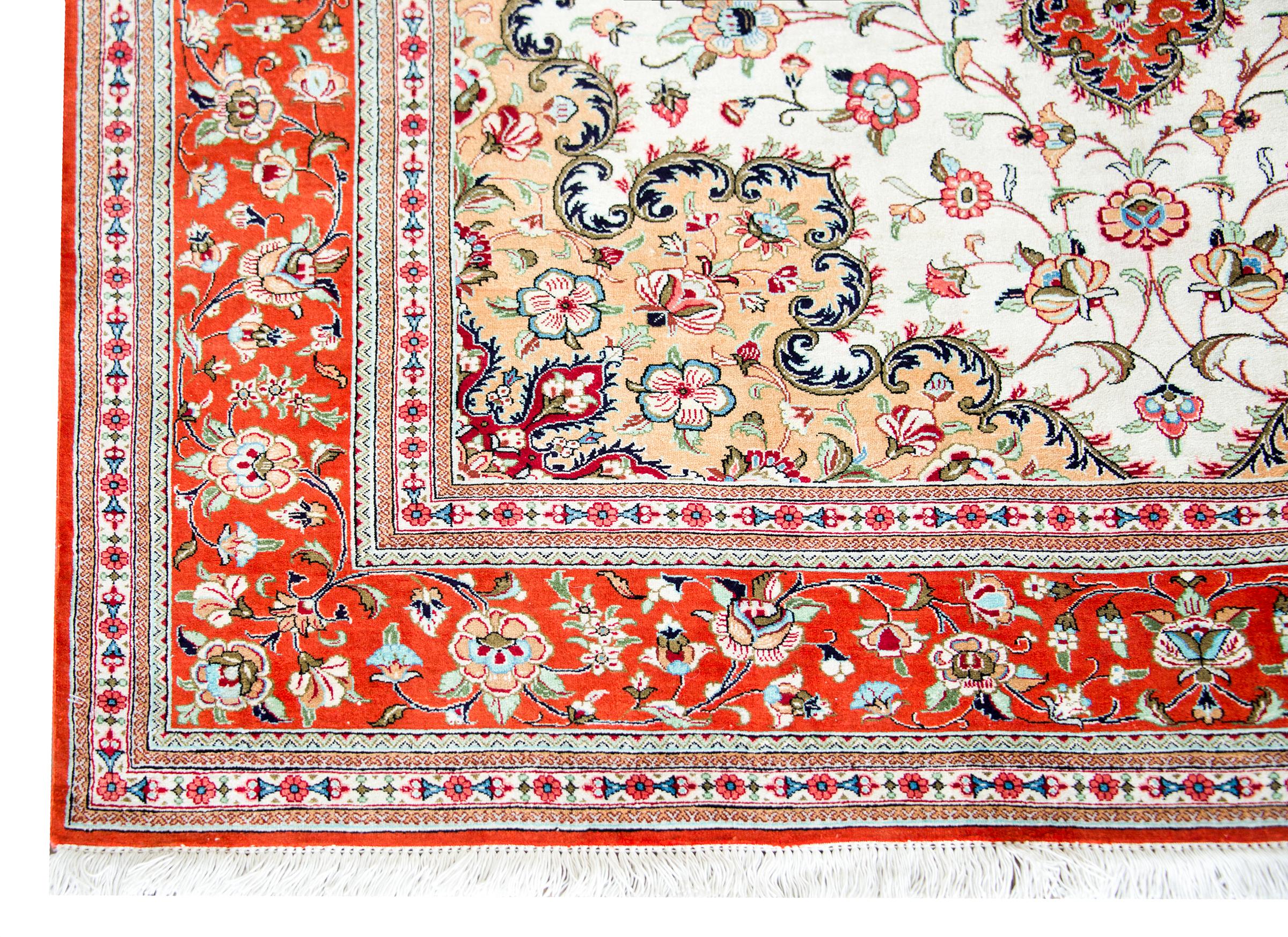 Vintage Persian Silk Qum Rug For Sale 7