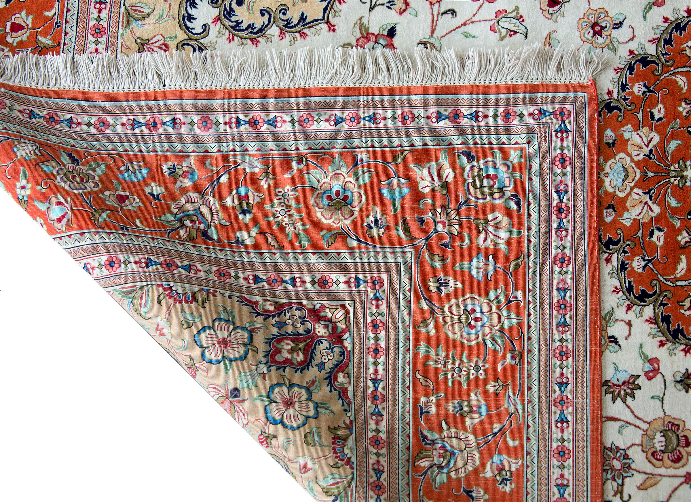 Vintage Persian Silk Qum Rug For Sale 8