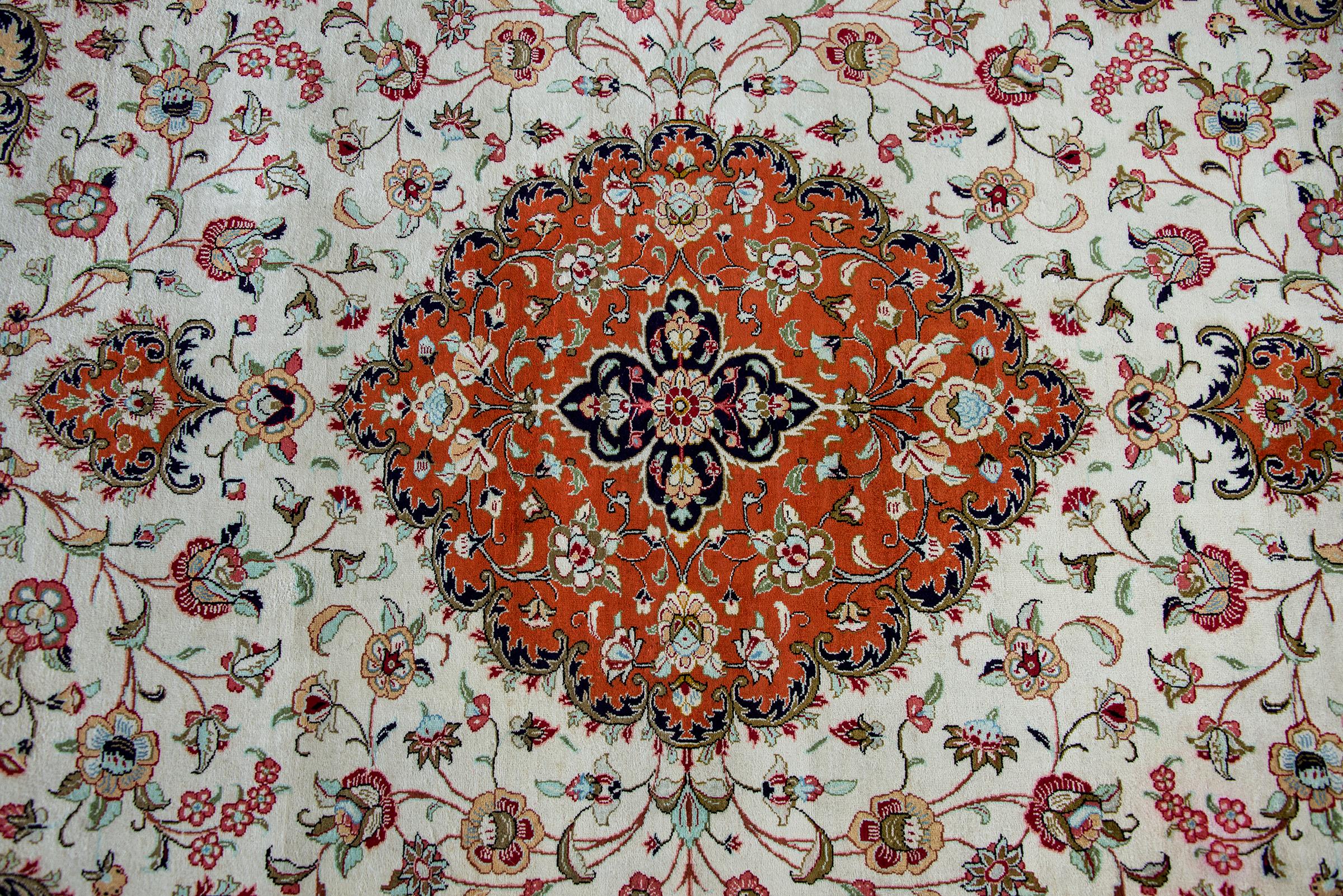 Vintage Persian Silk Qum Rug For Sale 1