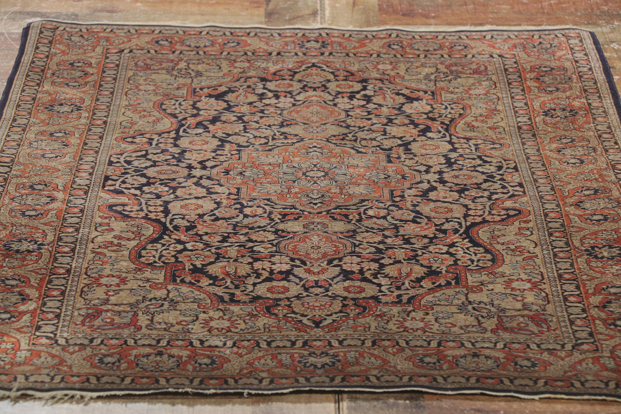 20th Century Vintage Persian Silk Qum Rug For Sale