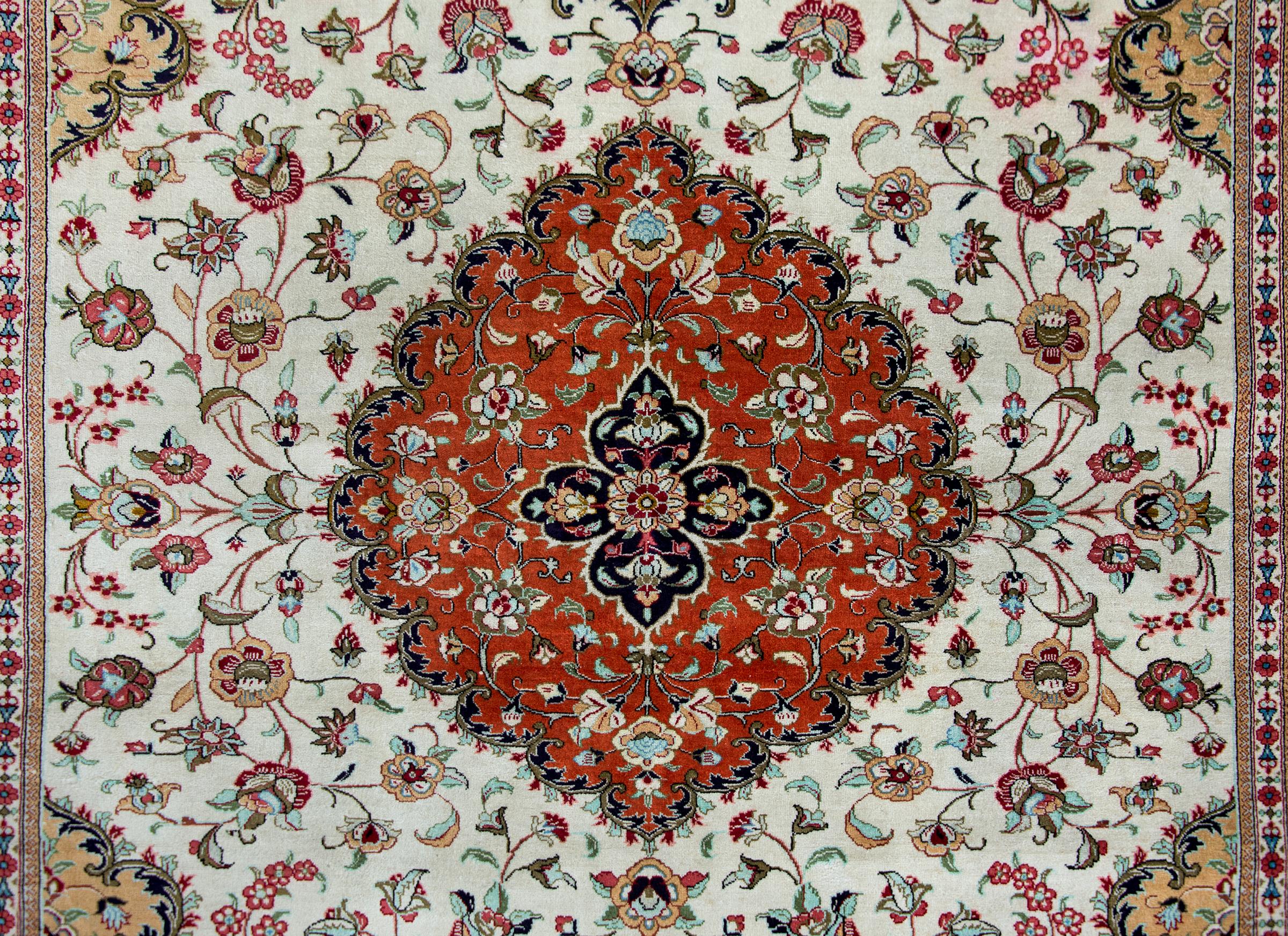 Vintage Persian Silk Qum Rug For Sale 3