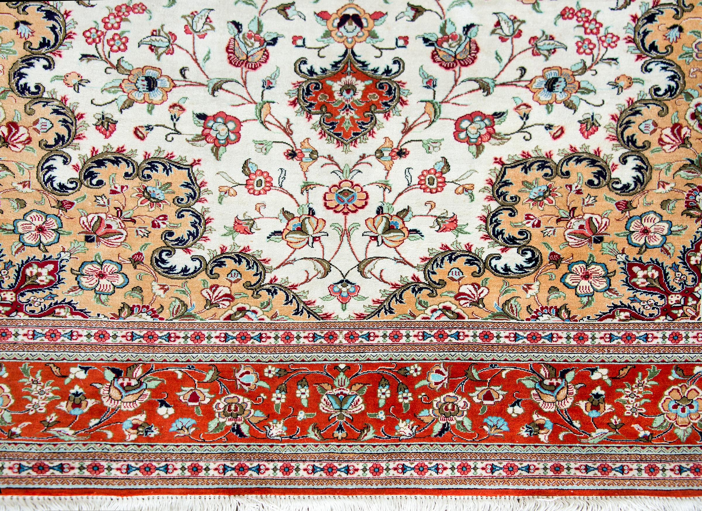 Vintage Persian Silk Qum Rug For Sale 4