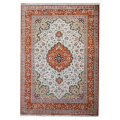 Vintage Persian Silk Qum Rug