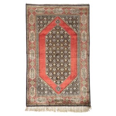 Vintage Persian Silk Qum Rug