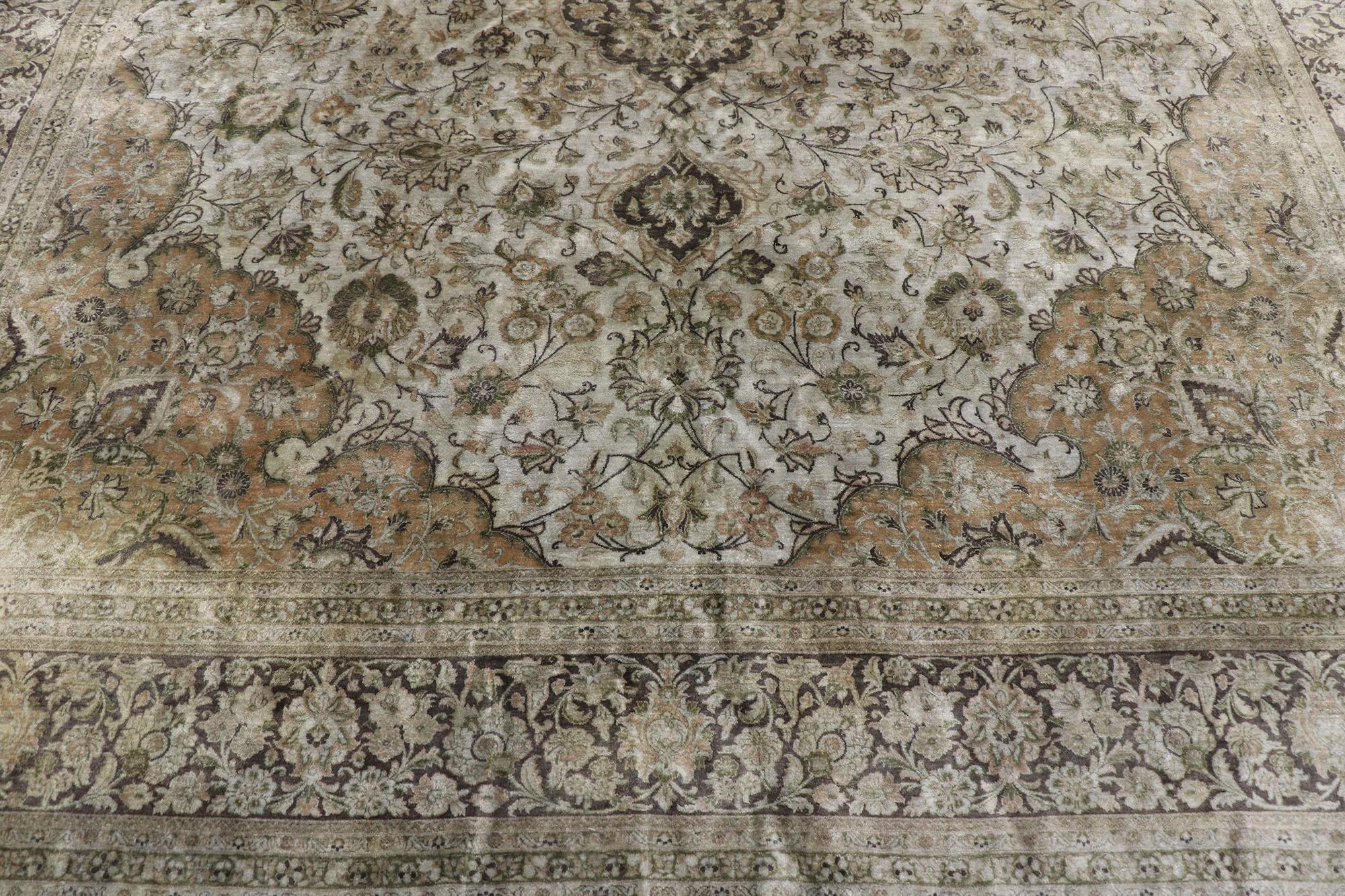 Vintage Persian Silk Qum Rug with Chippendale Style For Sale at 1stDibs