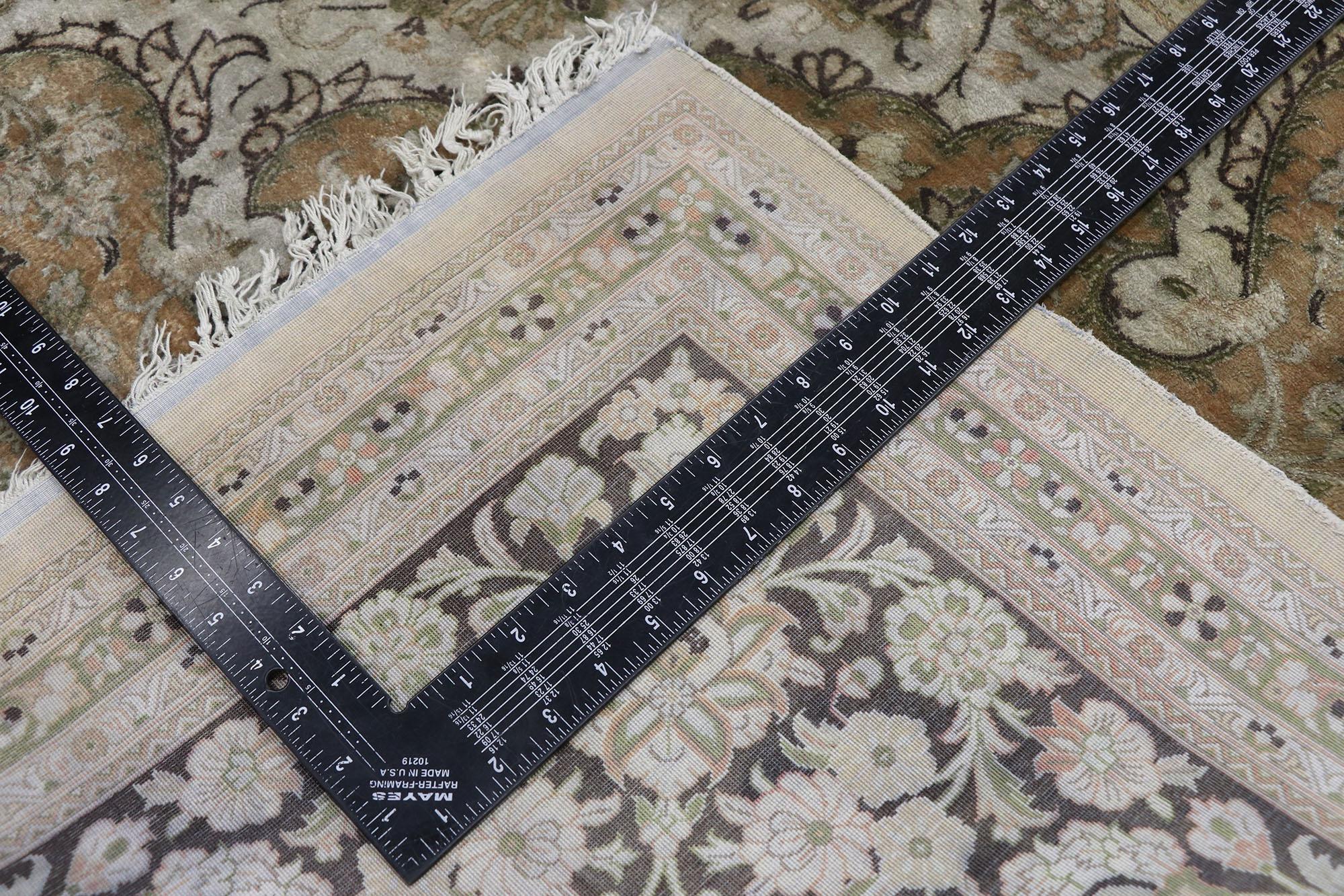 Vintage Persian Silk Qum Rug with Chippendale Style For Sale at 1stDibs