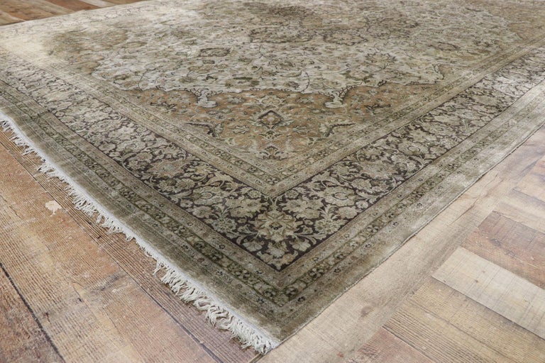 Vintage Persian Silk Qum Rug with Chippendale Style For Sale at 1stDibs