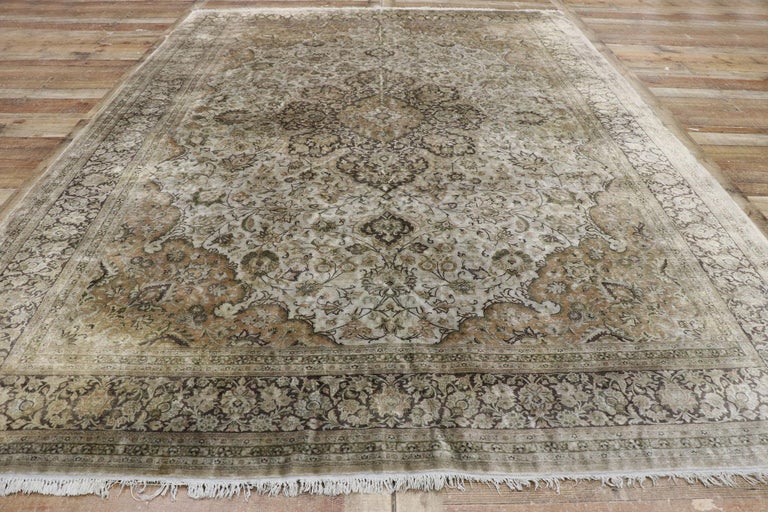 Vintage Persian Silk Qum Rug with Chippendale Style For Sale at 1stDibs