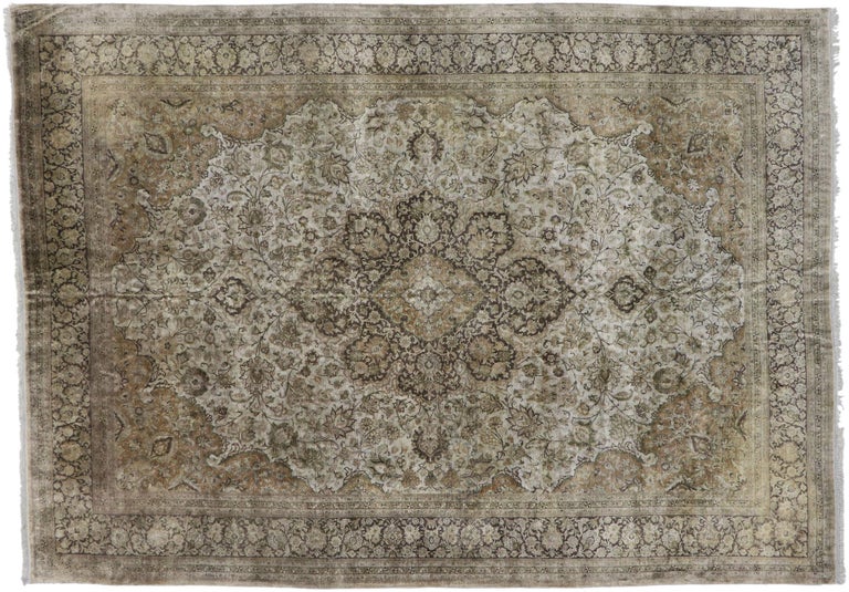 Vintage Persian Silk Qum Rug with Chippendale Style For Sale at 1stDibs