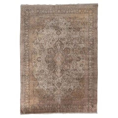 Tapis persan vintage en soie à poils longs de style Chippendale