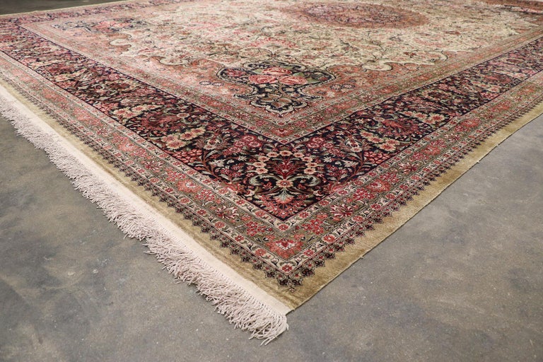 Vintage Persian Silk Qum Rug with European Romance Style in Soft Colors ...