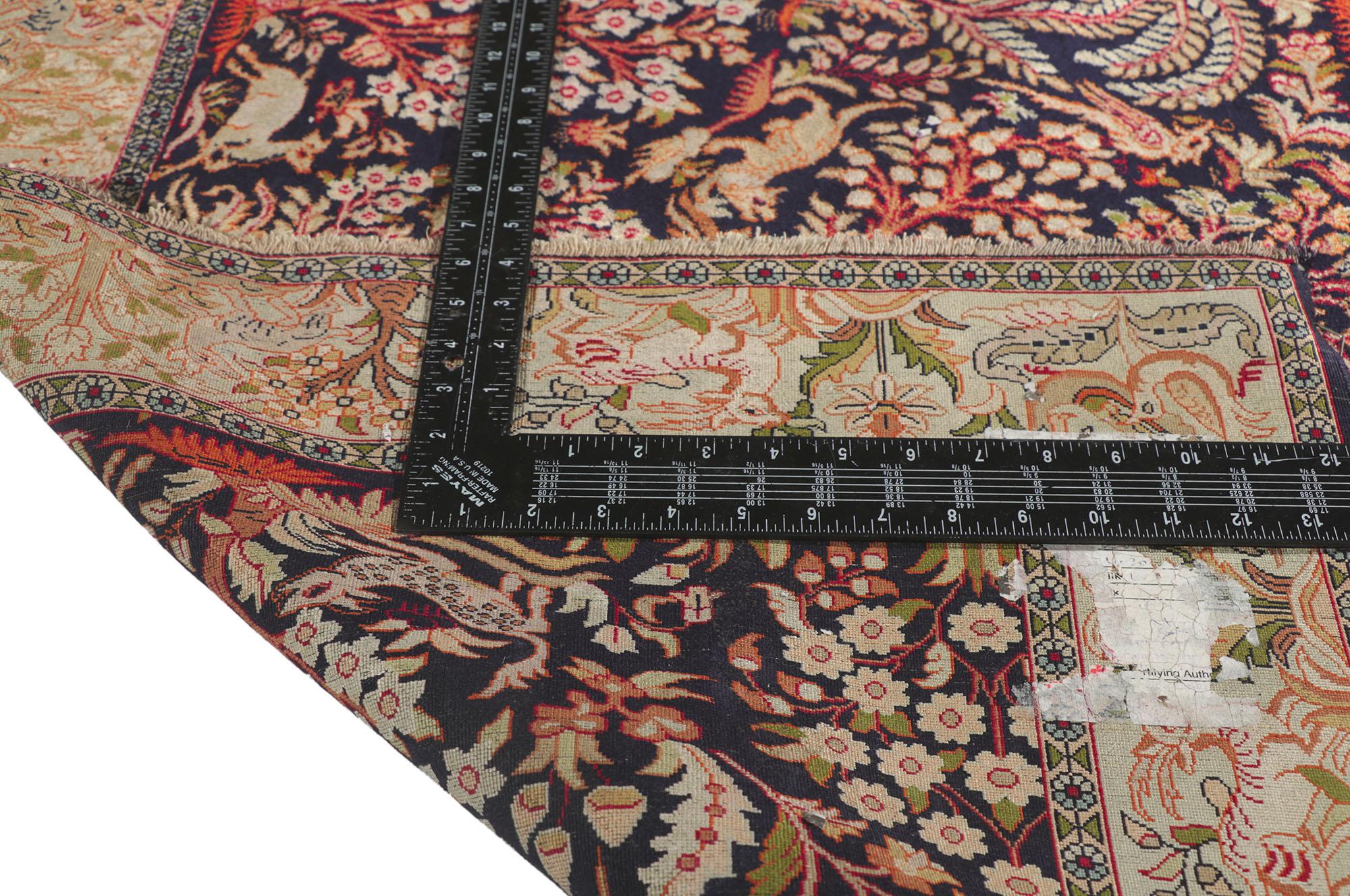 Persischer Qum-Teppich aus Seide mit Garten des Paradieses-Design (Handgeknüpft) im Angebot