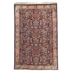 Vintage Persian Silk Qum Rug with Garden of Paradise Design