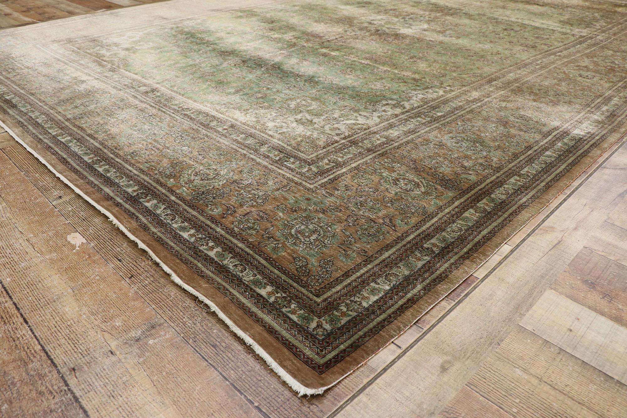 Vintage Persian Silk Qum Rug with Warm Earth-Tone Colors 1