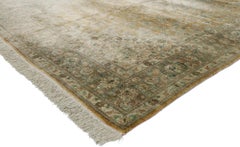 Vintage Persian Silk Qum Rug with Warm Mediterranean Style