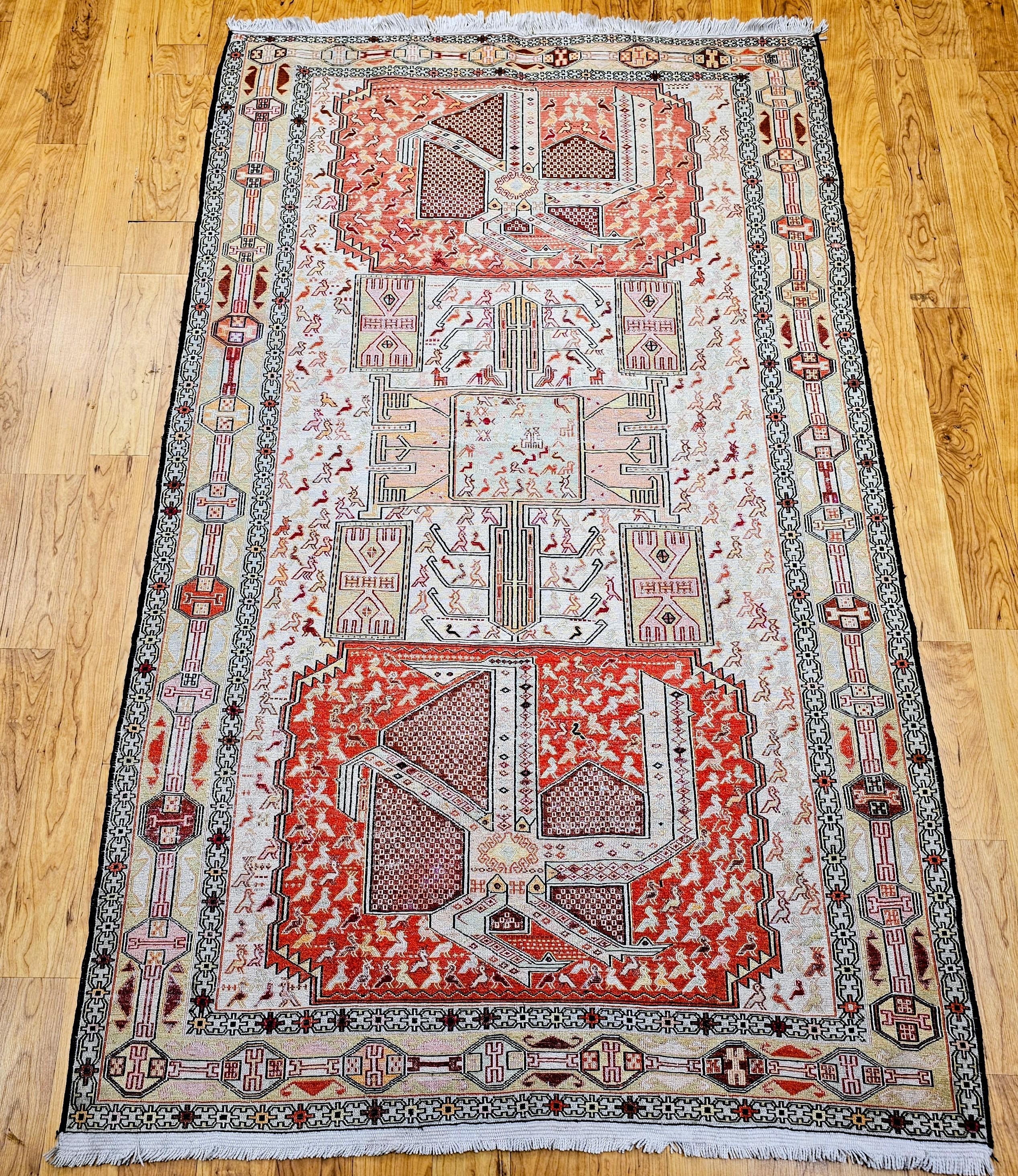 Vintage Persian Silk Shahsavan Soumak Tribal Flachgewebe Bereich Teppich im Angebot 11
