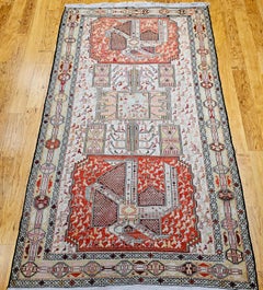 Vintage Persian Silk Shahsavan Soumak Tribal Flatweave Area Rug
