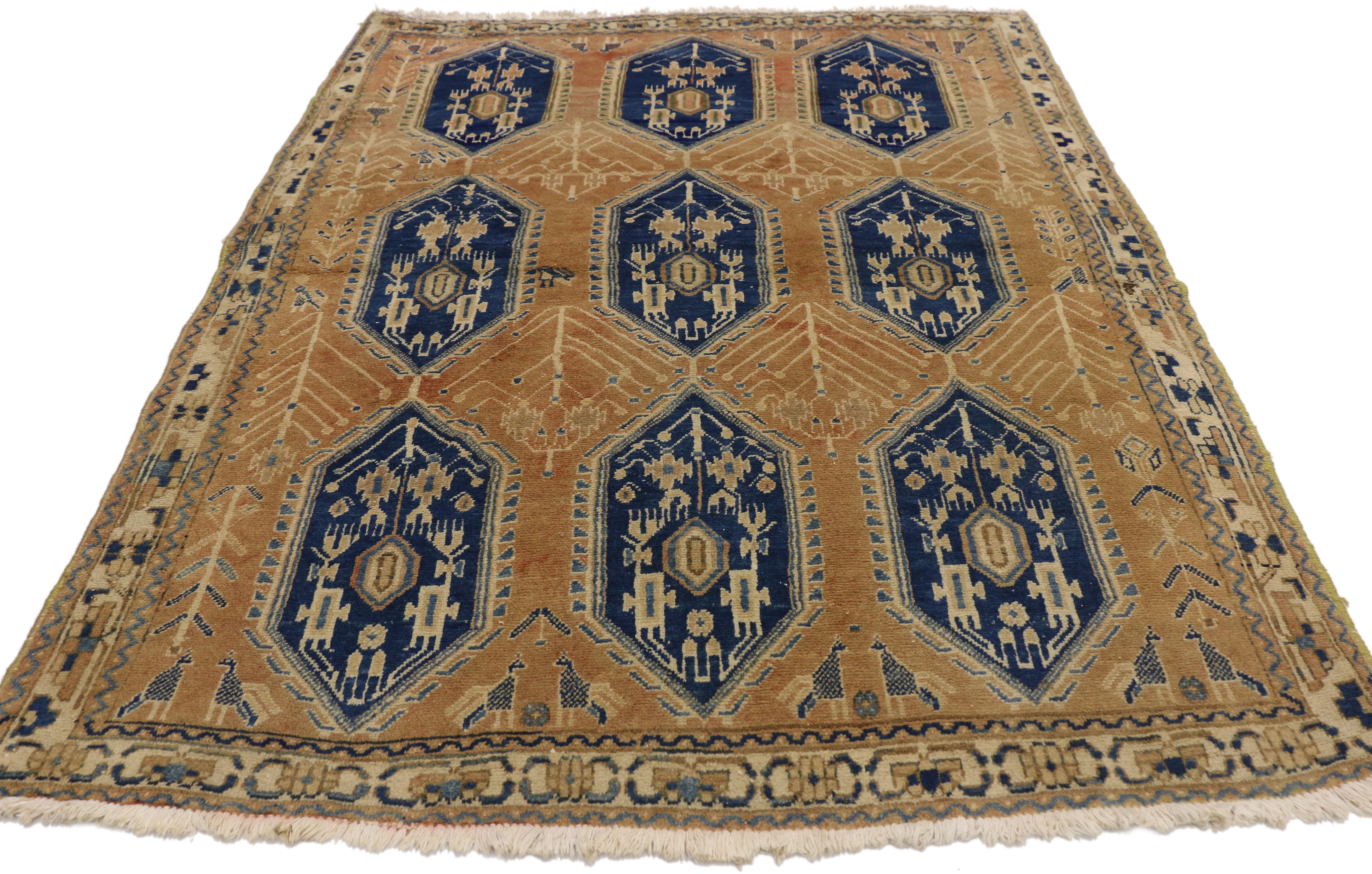 Mid-Century Modern Vintage Persian Sirjan Accent Rug for Entry, Kitchen, Foyer, or Bathroom