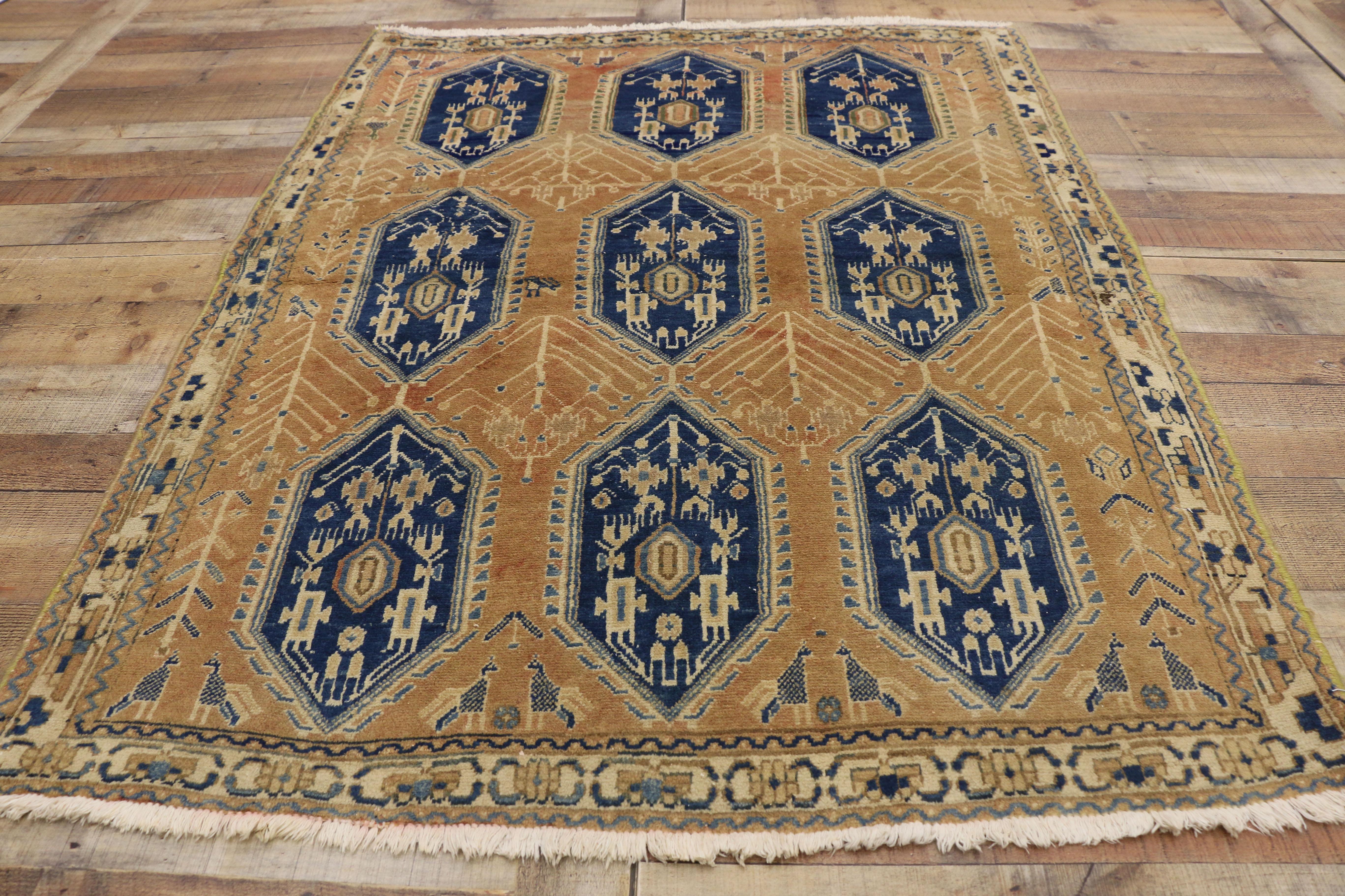 Wool Vintage Persian Sirjan Accent Rug for Entry, Kitchen, Foyer, or Bathroom