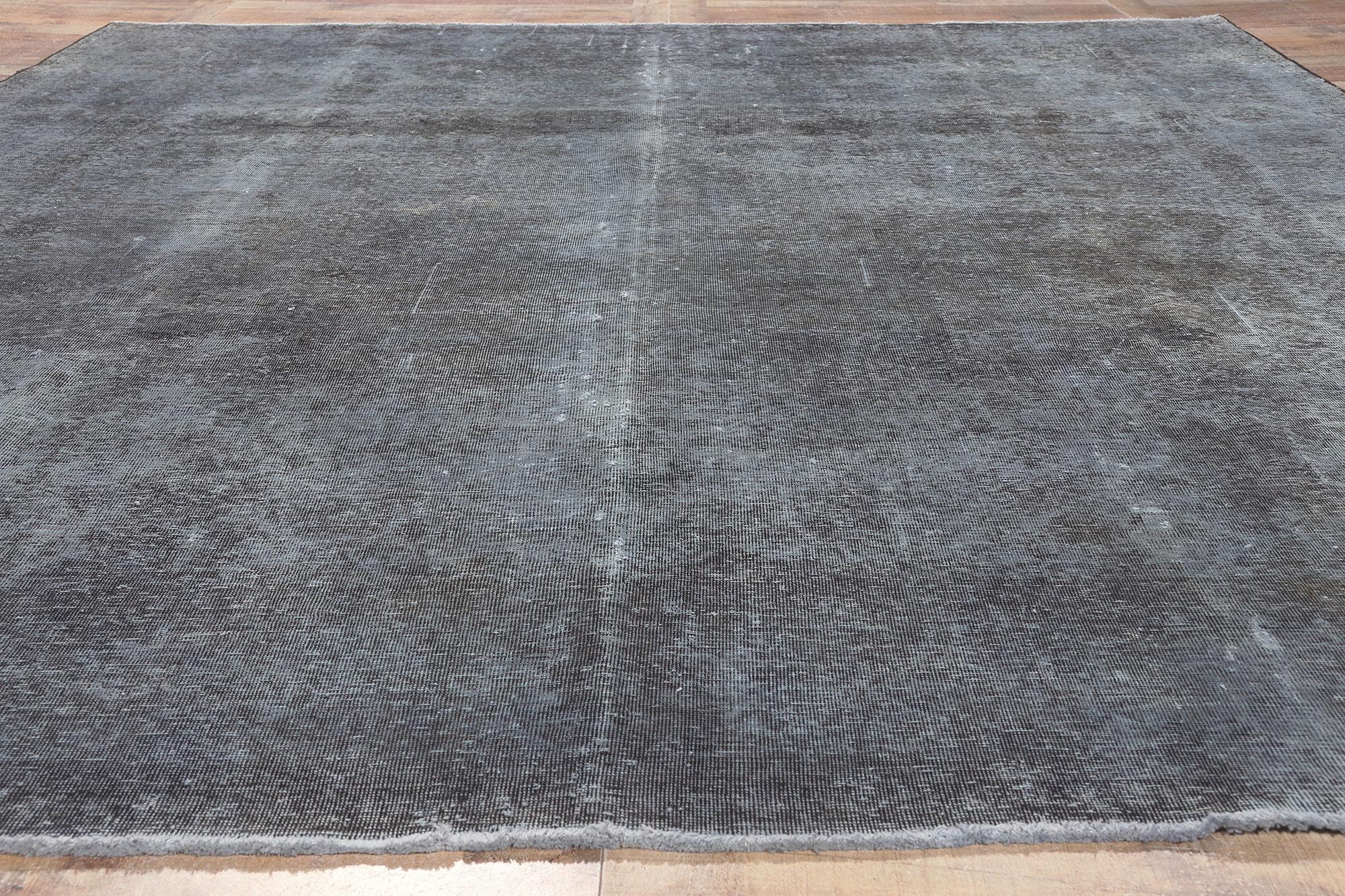 Hand-Knotted Vintage Persian Slate Gray Overdyed Rug with Modern Luxe Industrial Loft Style