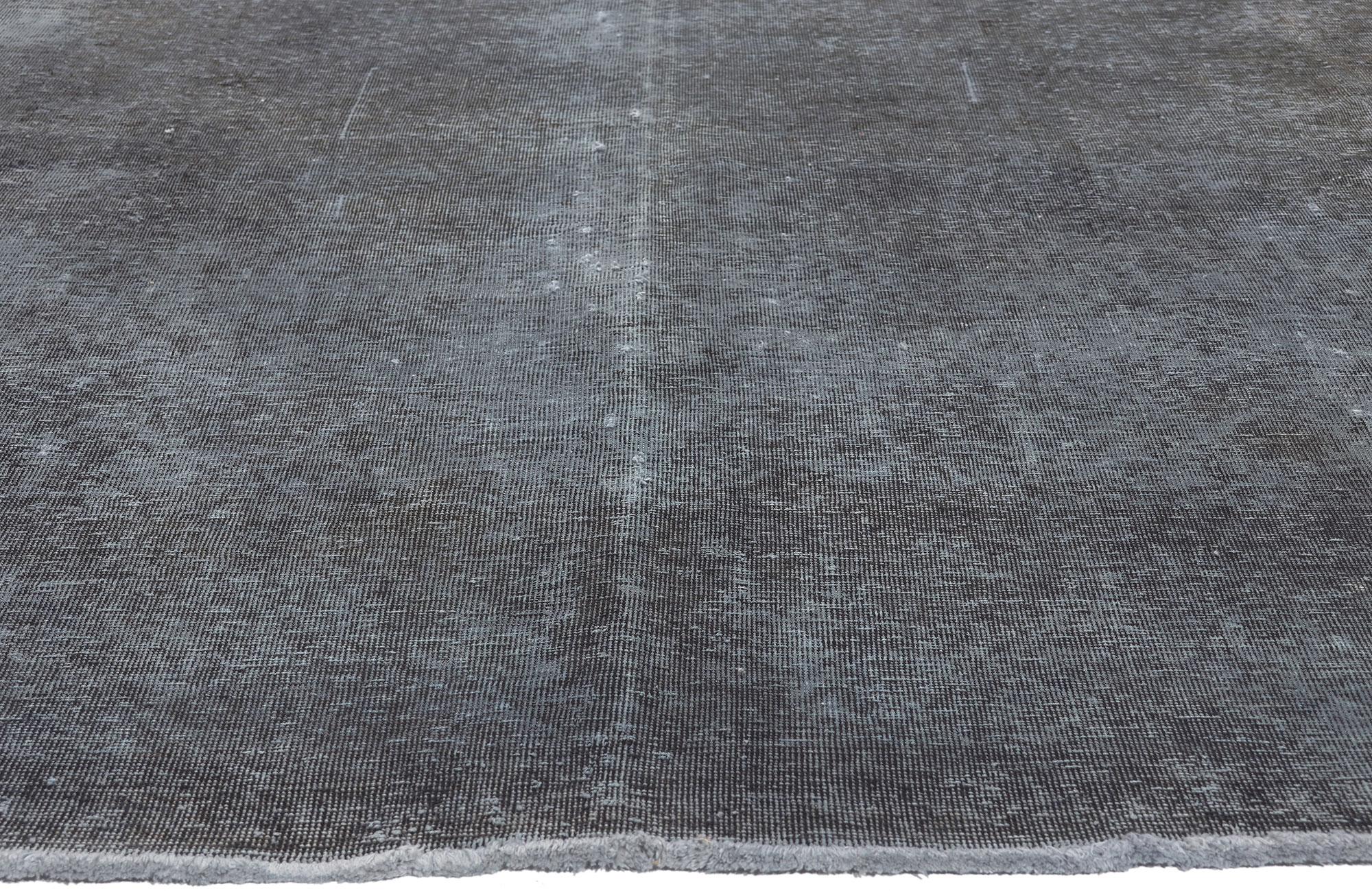 20th Century Vintage Persian Slate Gray Overdyed Rug with Modern Luxe Industrial Loft Style